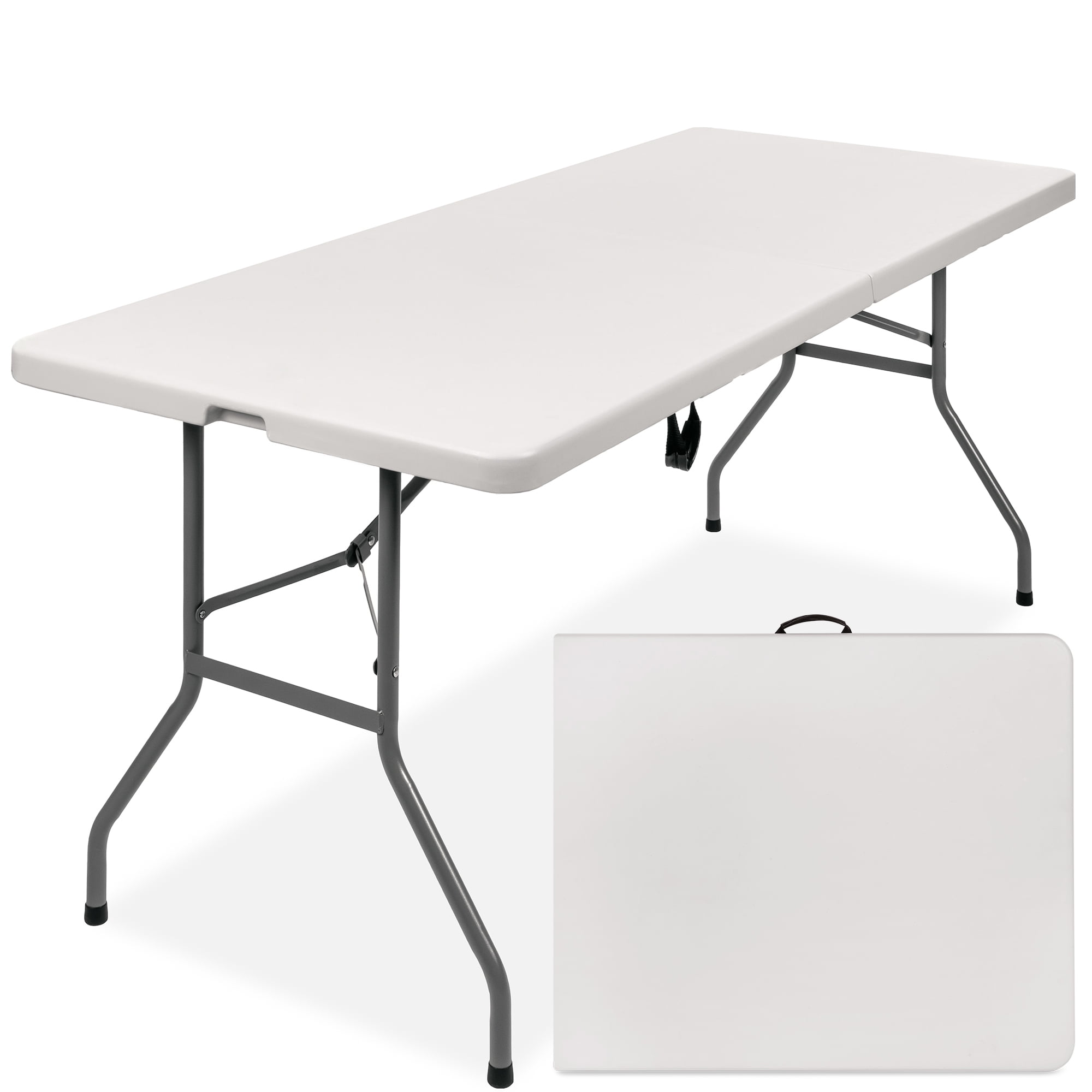 Best Choice Products 6ft Plastic Folding Table, Indoor Outdoor Heavy Duty Portable w/ Handle, Lock - White