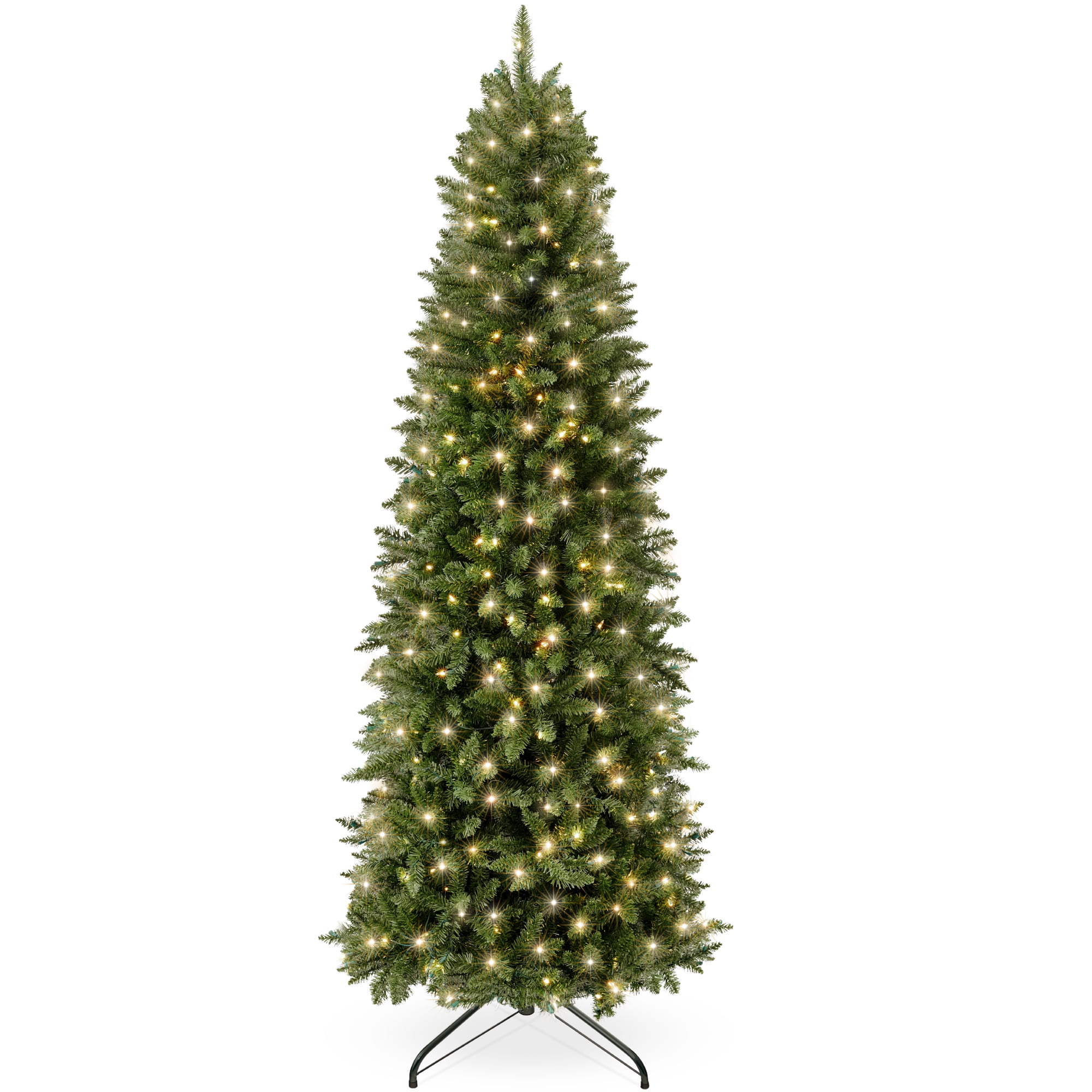 Best Choice Products 6ft Prelit Pencil Christmas Tree, Spruce Style Holiday Decor w/ 618 Tips, 250 Lights, Base