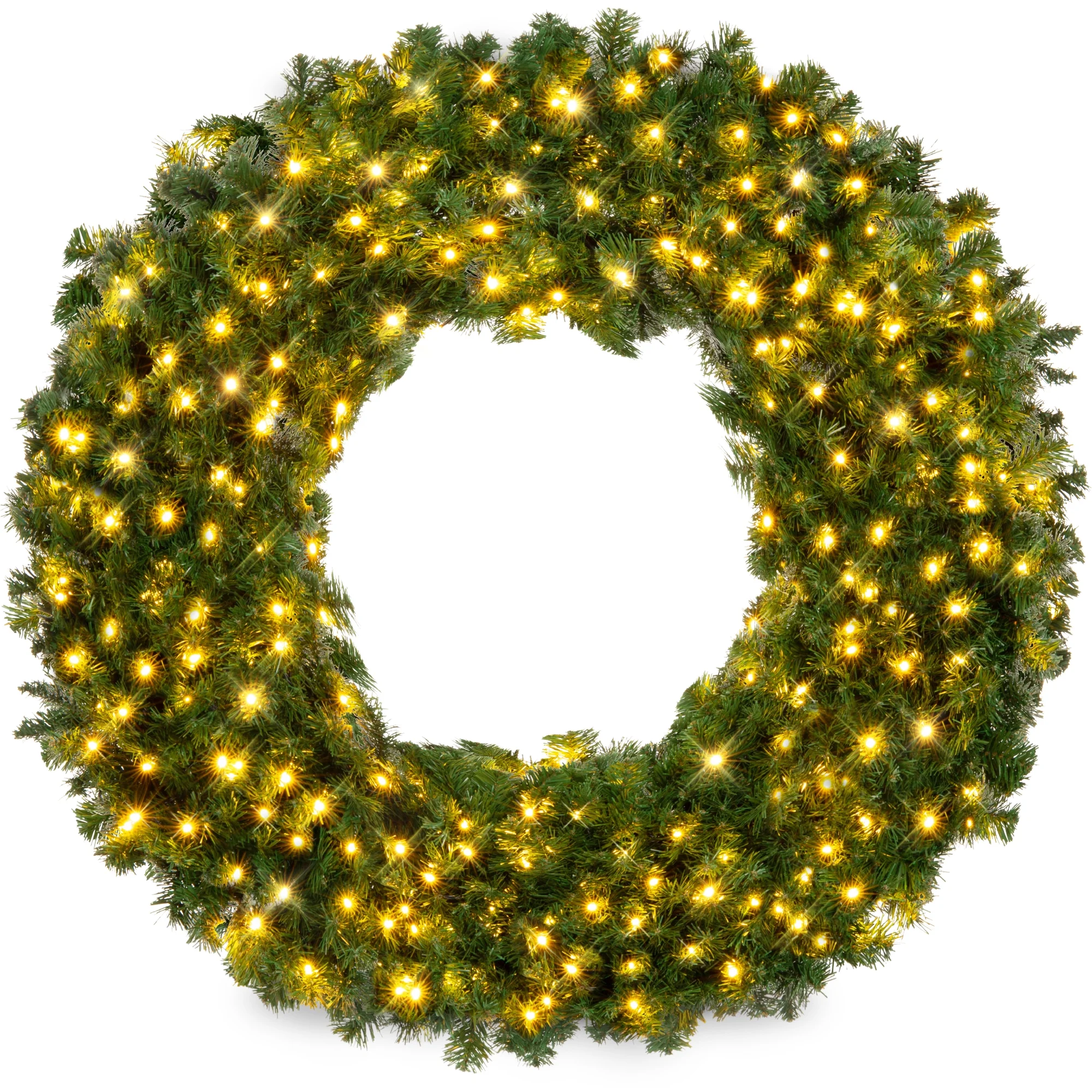 Best Choice Products 60in Artificial Pre-Lit Fir Christmas Wreath Decoration w/ 375 LED Lights, 930 Tips, Power Plug-In