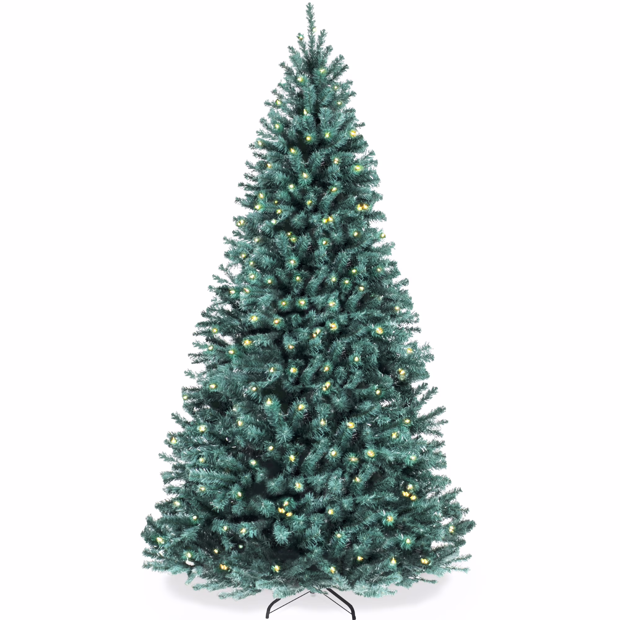 Best Choice Products 7.5ft Pre-Lit Blue Spruce Christmas Tree w/ Foldable Base, 420 Lights, 1384 Tips