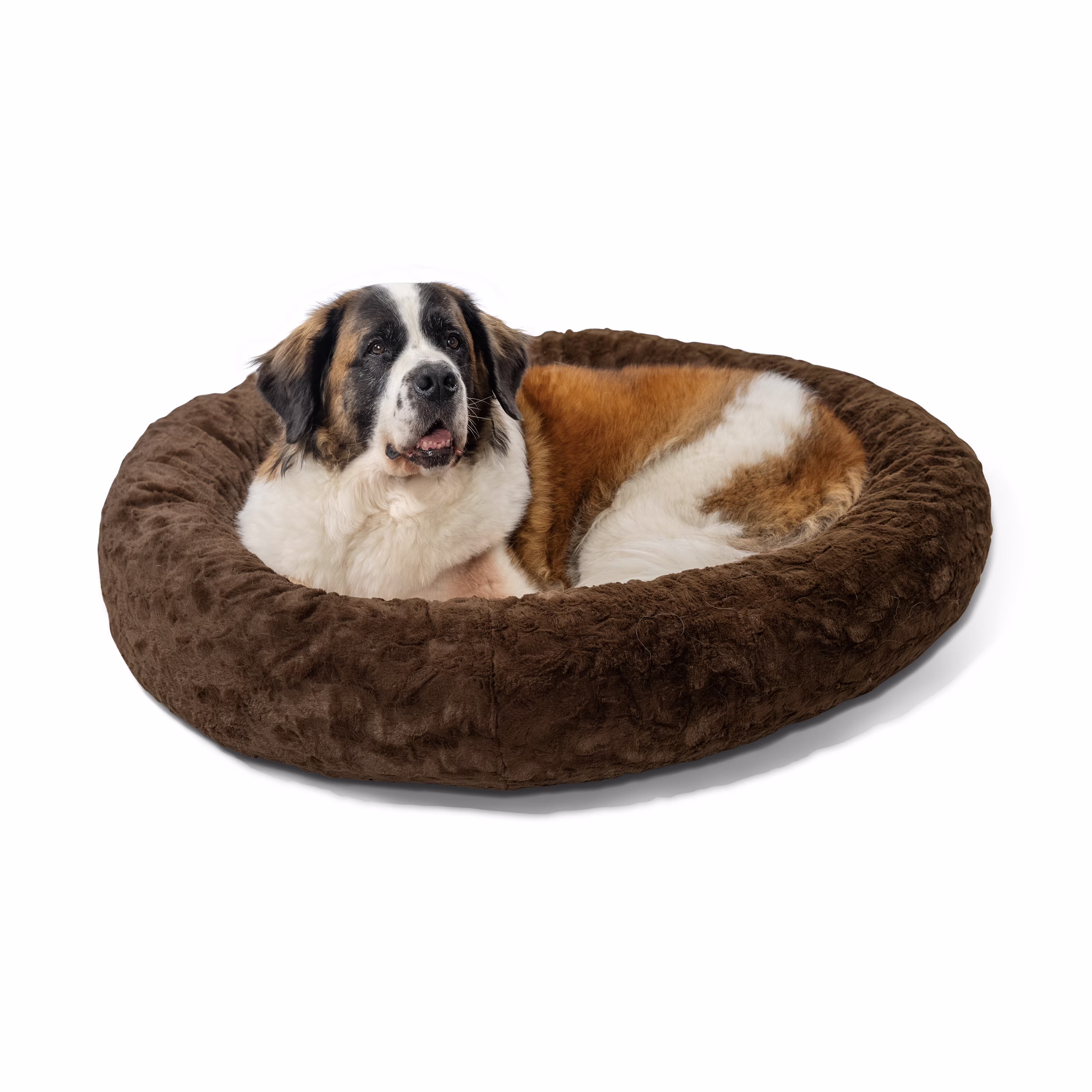 Best Friends by Sheri The Original Calming Donut Dog and Cat Bed in Lux Fur Dark Chocolate, Extra Large 45x45"