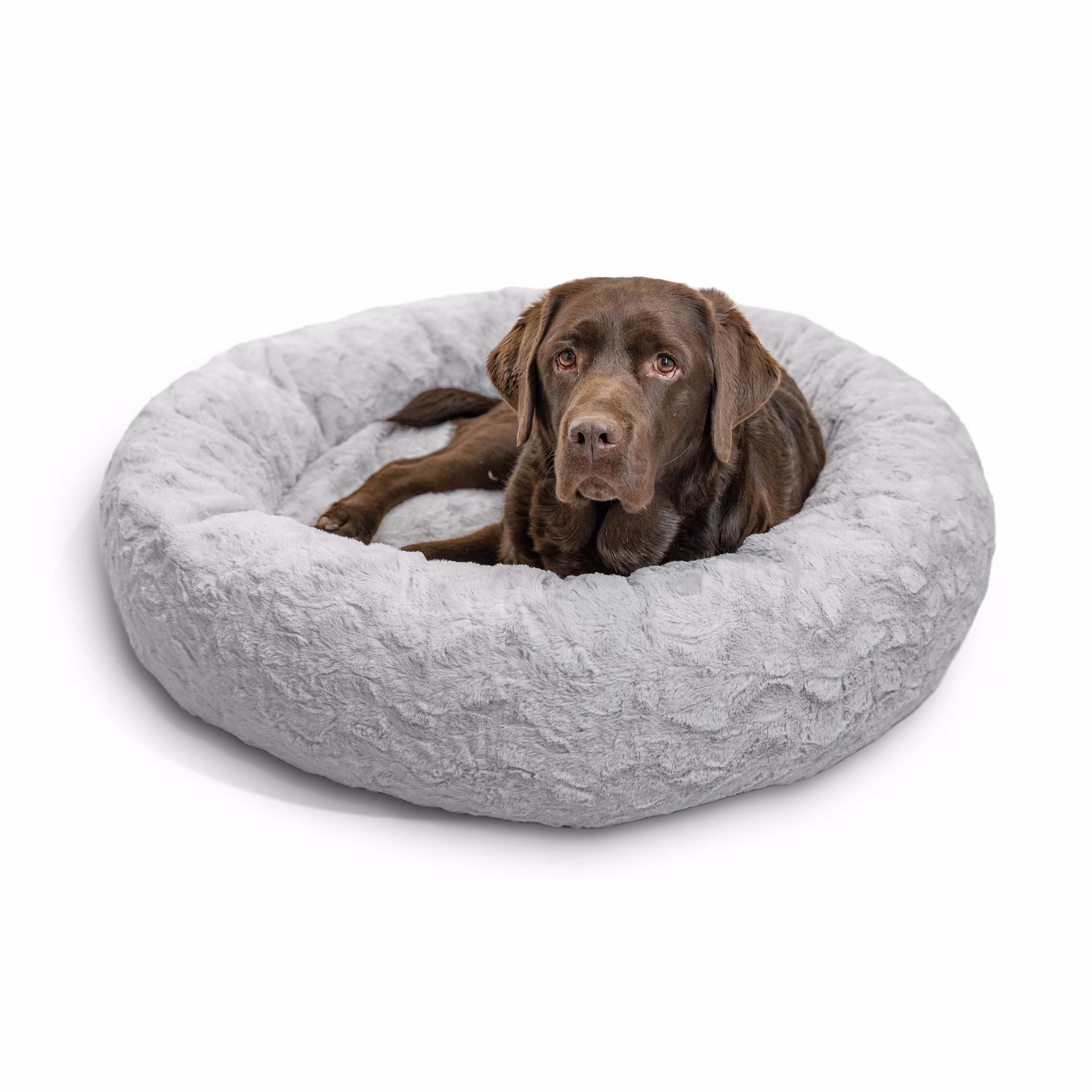 Best Friends by Sheri The Original Calming Donut Dog and Cat Bed in Lux Fur Gray, Large 36x36"