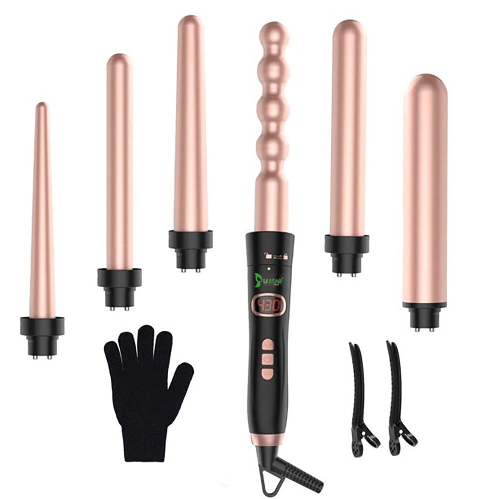 Bestope Travel Size Professional 1.25" Barrels Instant Heat-Up Ceramic Hair Curling Wand with LCD & Temperature Adjustment, Anti-Static Technology, Black