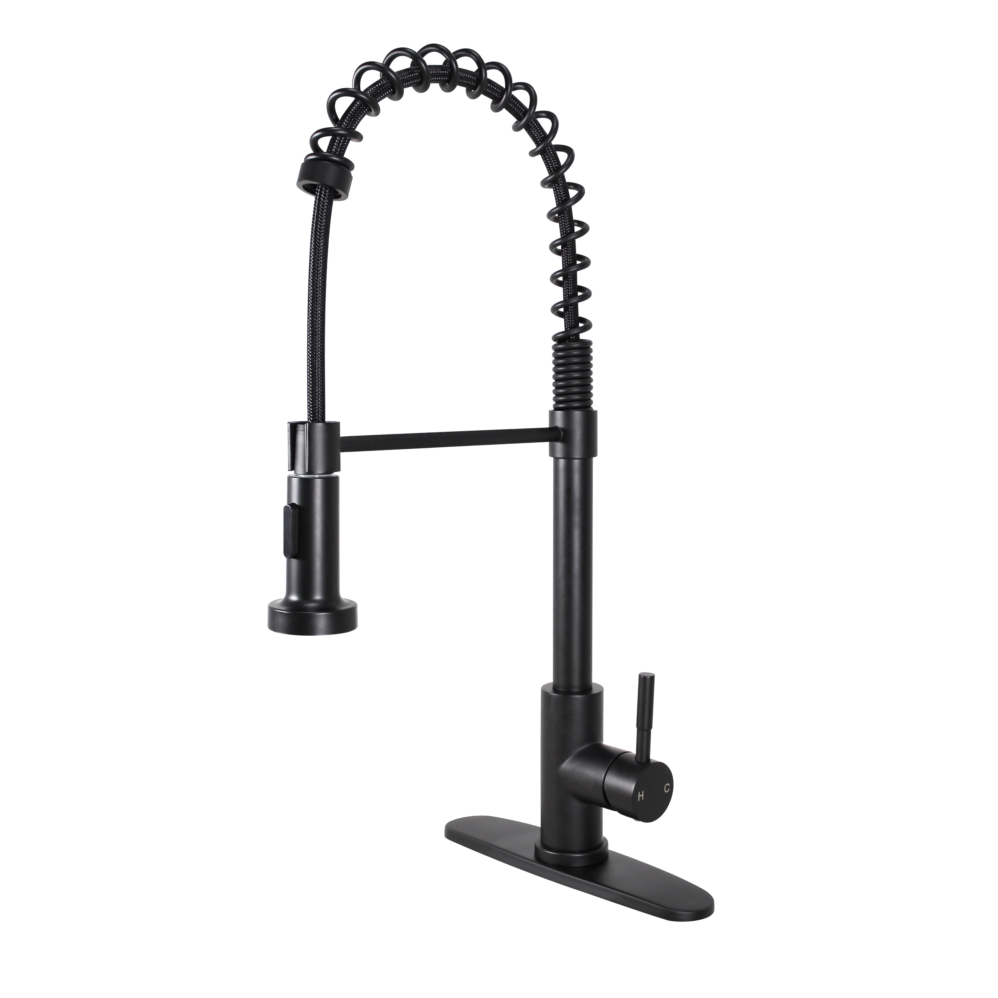 Better Homes & Gardens Elmont Single Handle Pull-Down Kitchen Faucet with Spring Neck, Matte Black
