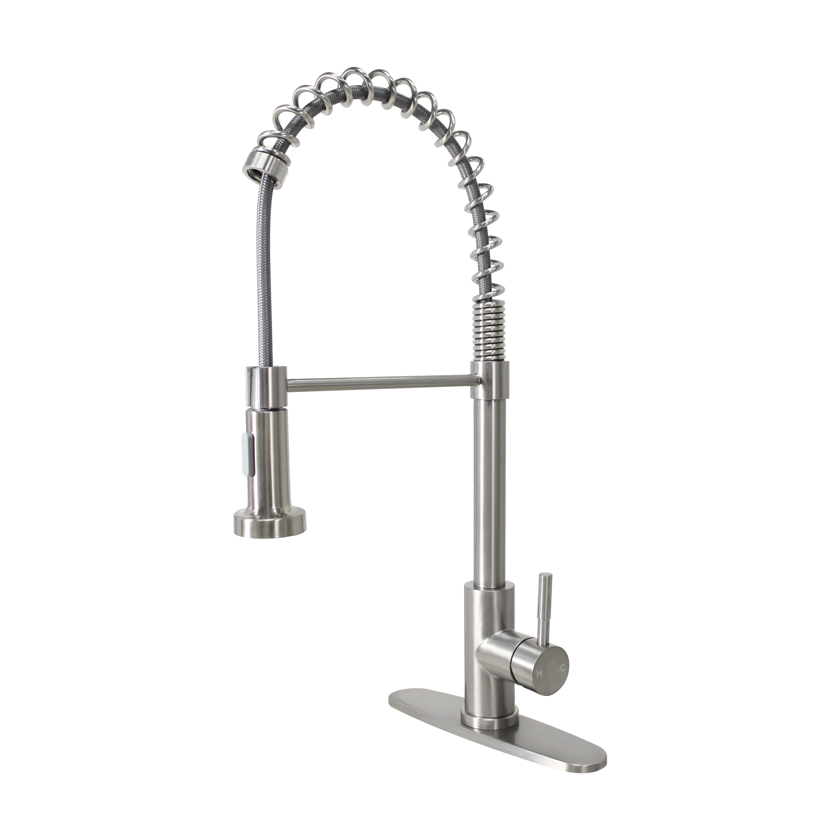 Better Homes & Gardens Elmont Single Handle Pull-Down Kitchen Faucet with Spring Neck, Satin Nickel