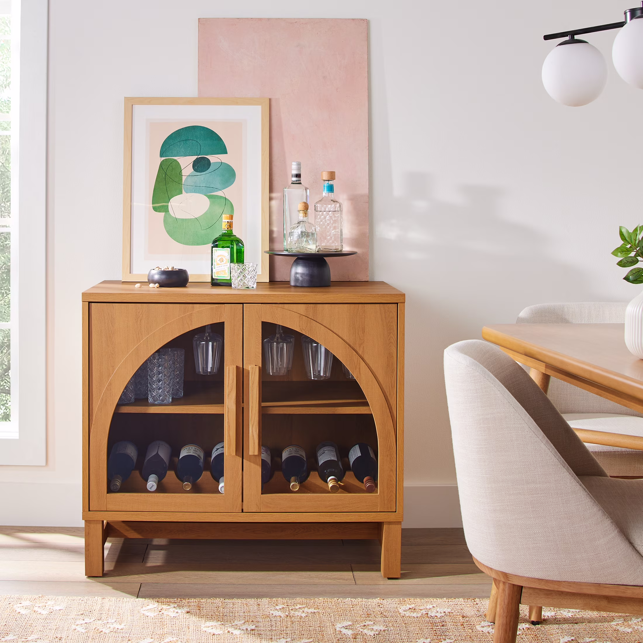 Better Homes & Gardens Juliet Arch Door Kitchen Console, Light Honey Finish