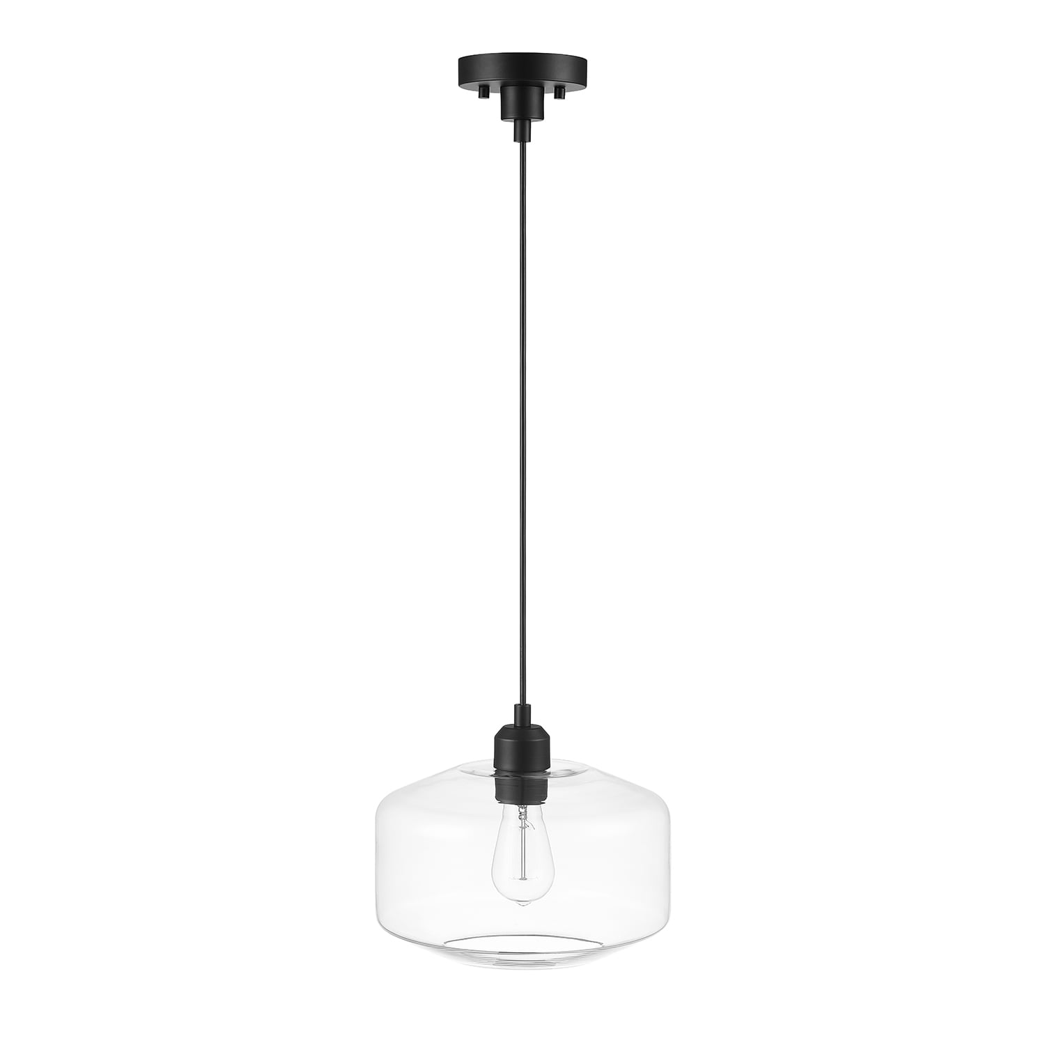 Better Homes & Gardens Matte Black Finish 1 Light Pendant with Clear Glass Shade