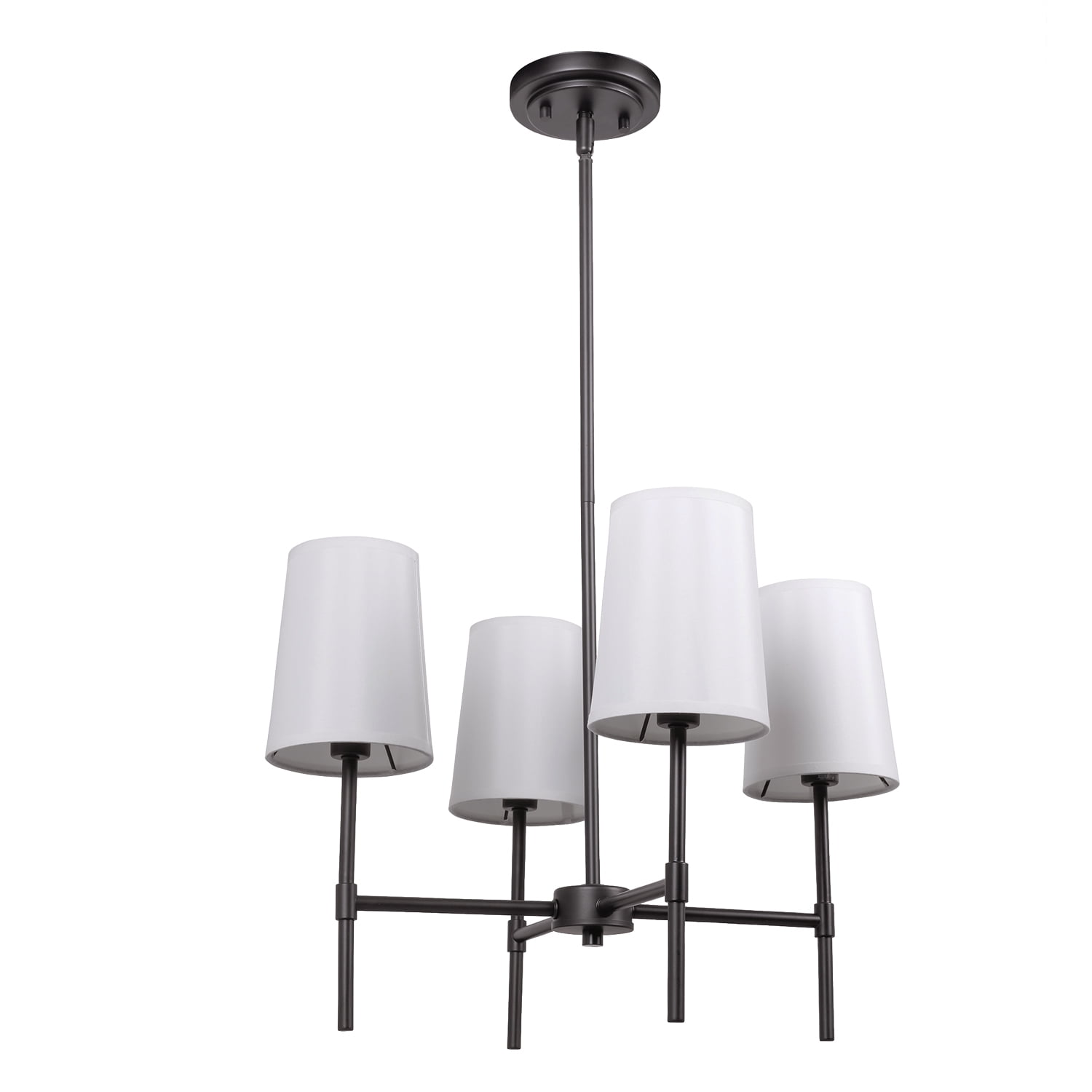 Better Homes & Gardens Meadowood 4-Light Chandelier, Matte Black Finish, White Fabric Shades, LED Bulbs Included