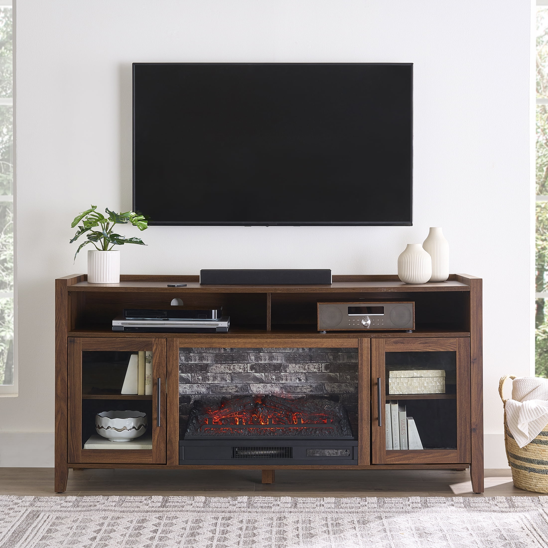 Better Homes & Gardens Reading Fireplace TV Stand for TVs up to 65" , Walnut