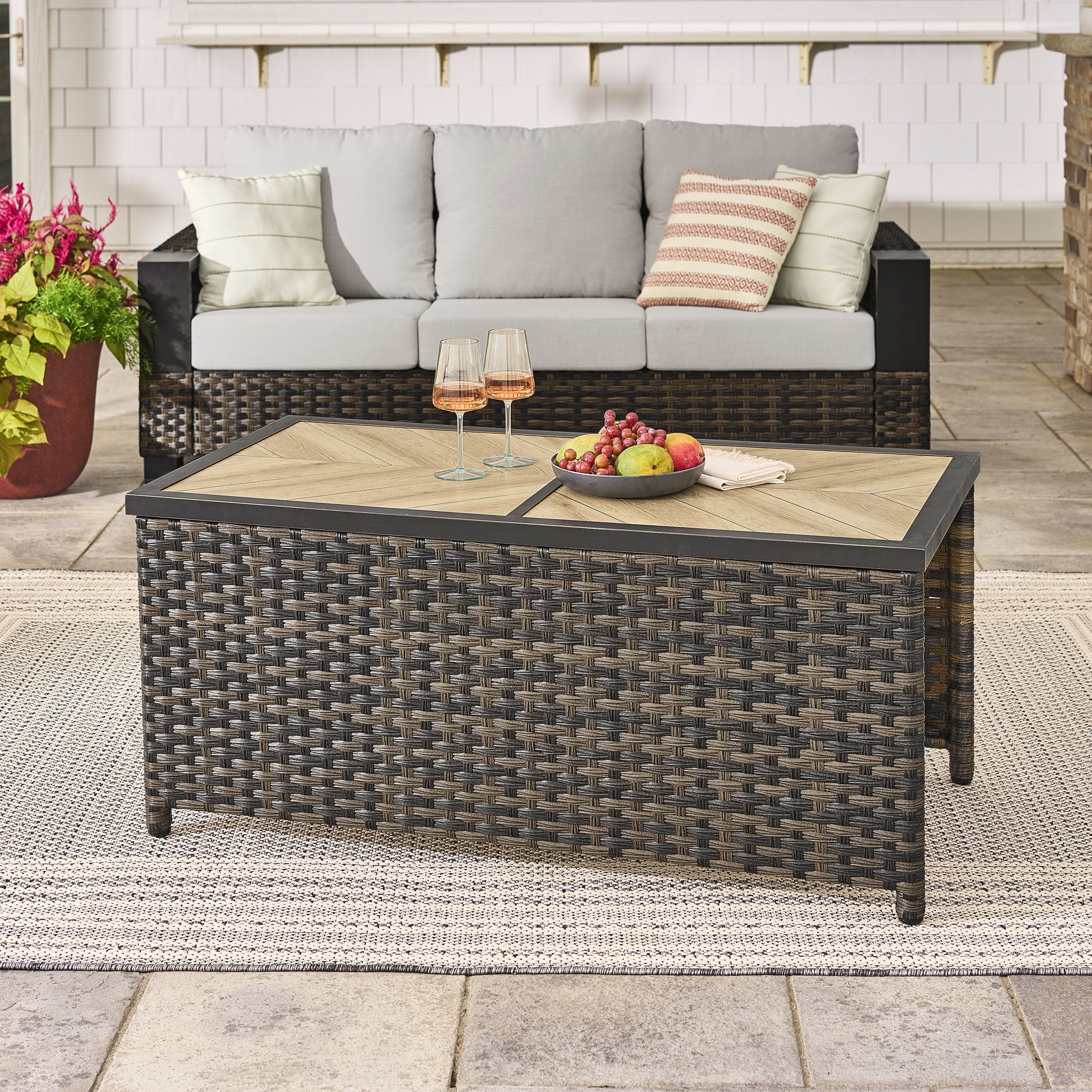 Better Homes & Gardens Rockport Ceramic Tile Outdoor Coffee Table, Brown