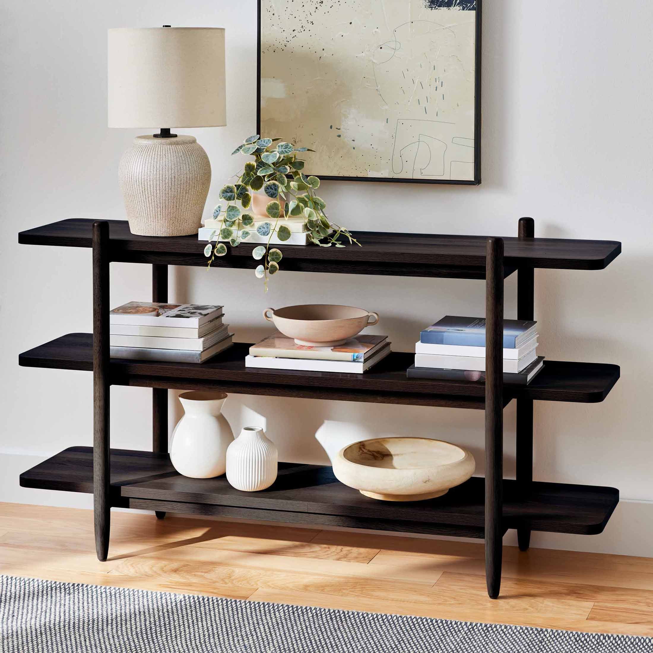 Better Homes & Gardens Springwood Horizontal Bookcase, Charcoal Finish