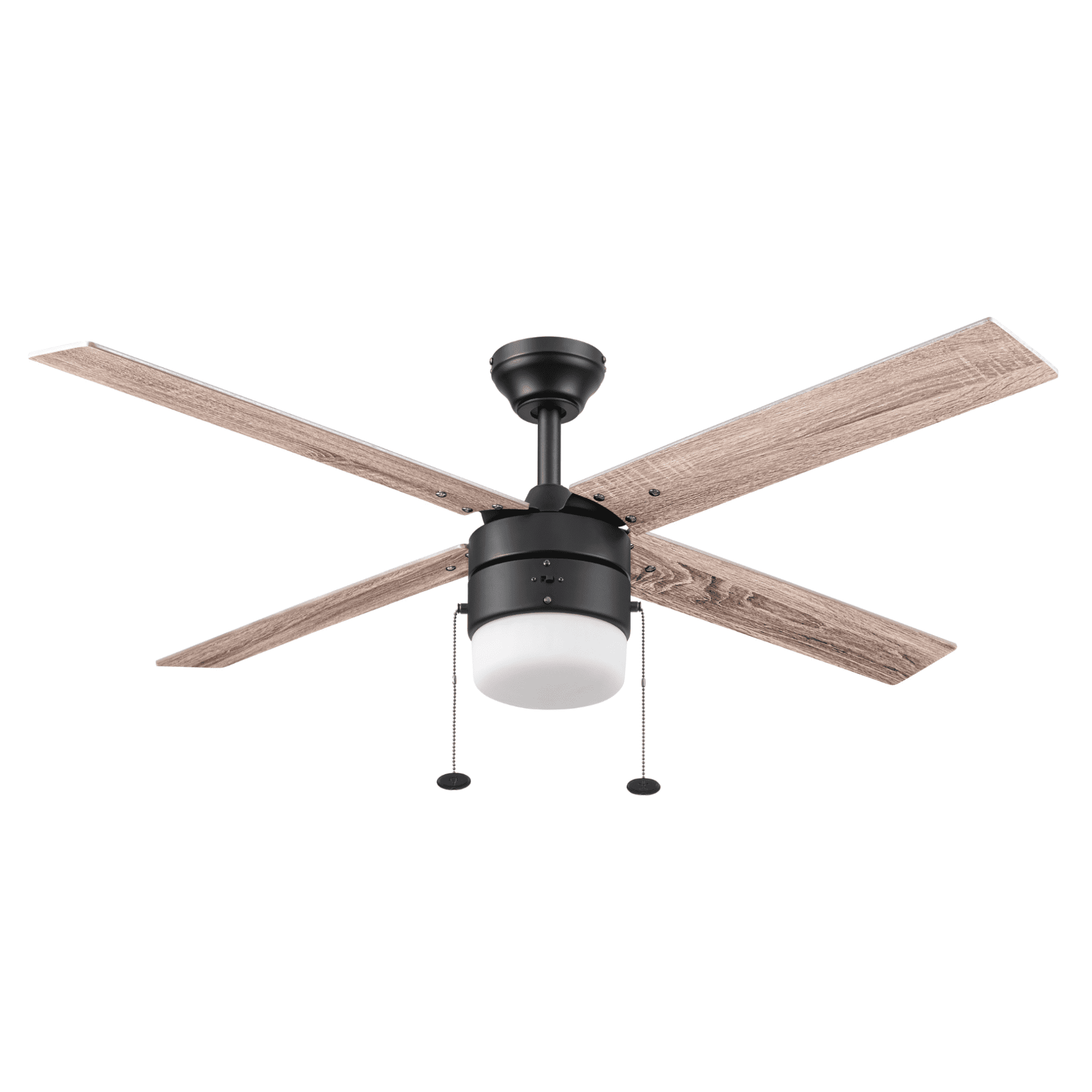 Better Homes & Gardens 52" Modern Black Indoor Ceiling Fan with Light, Pull Chain Control & Reverse Airflow
