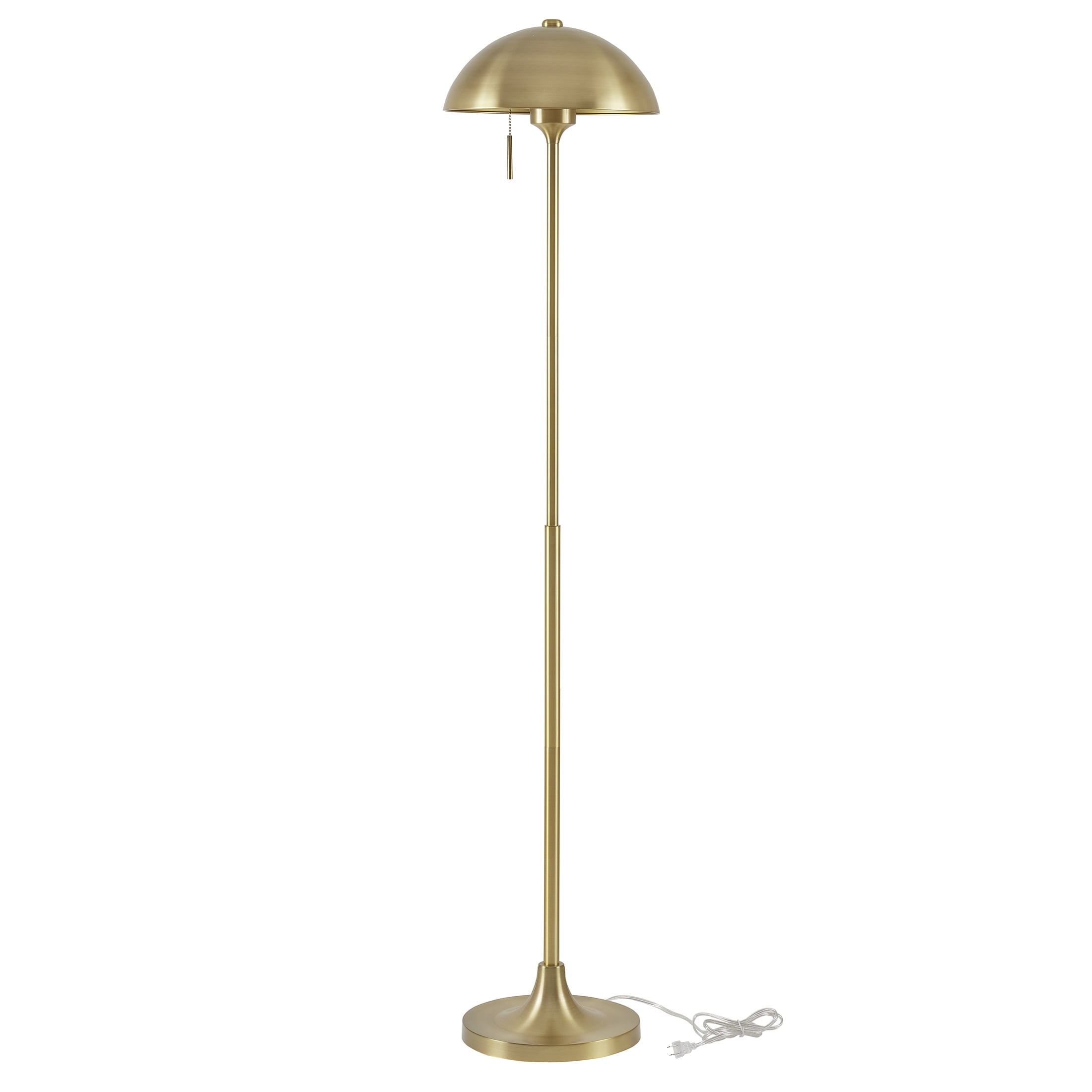 Better Homes & Gardens 62" Modern Pull-chain Brass Floor Lamp with Brass Dome Shade