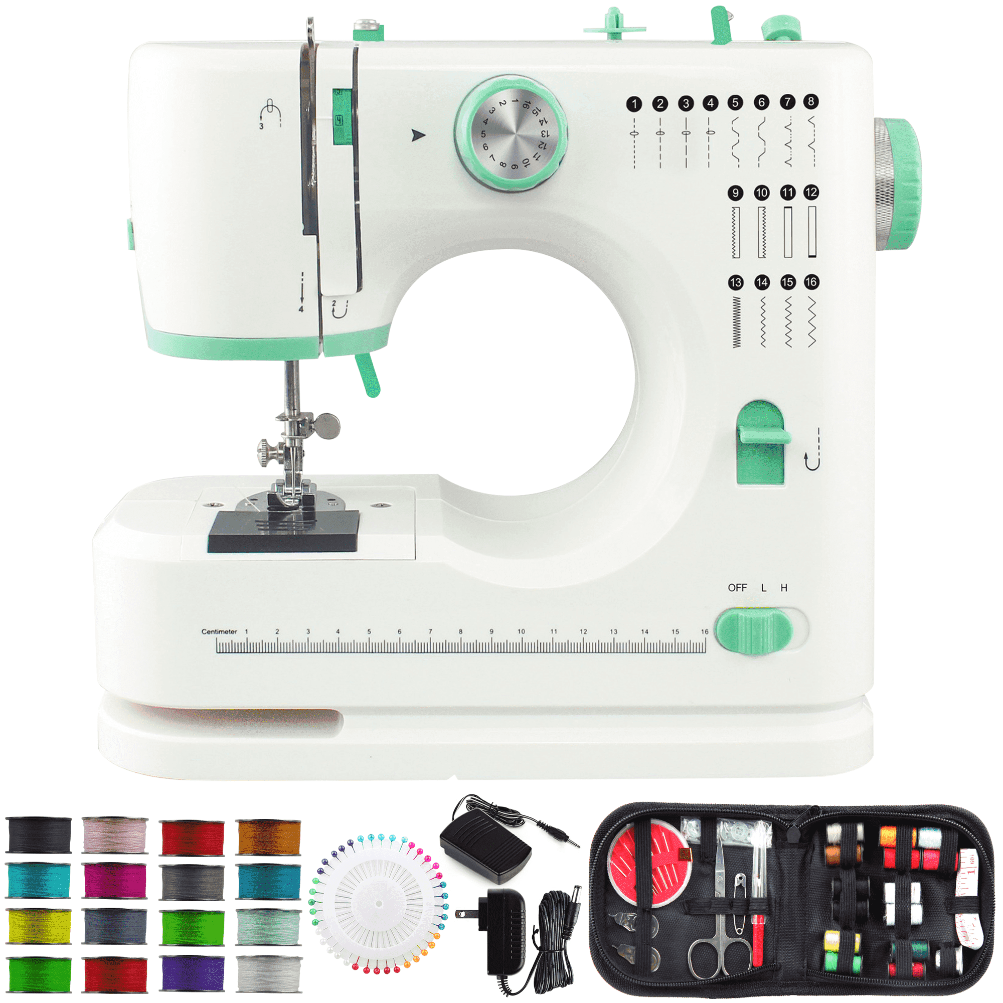 BCOOSS Portable Sewing Machine for Beginners 16 Built-in Stitches with Foot Pedal