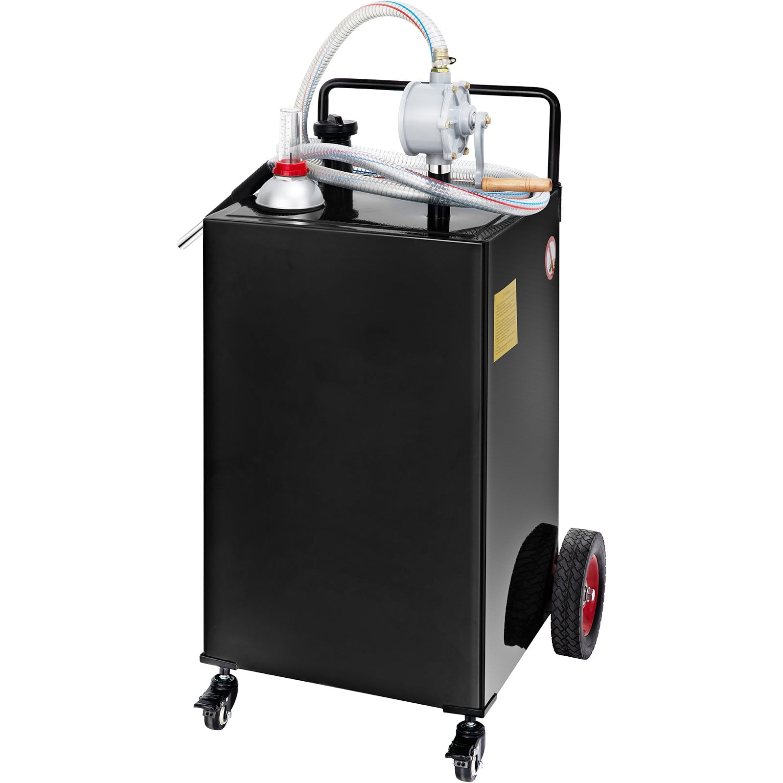 VEVOR Fuel Caddy Fuel Storage Tank 35 Gallon 4 Wheels with Manuel Pump, Black