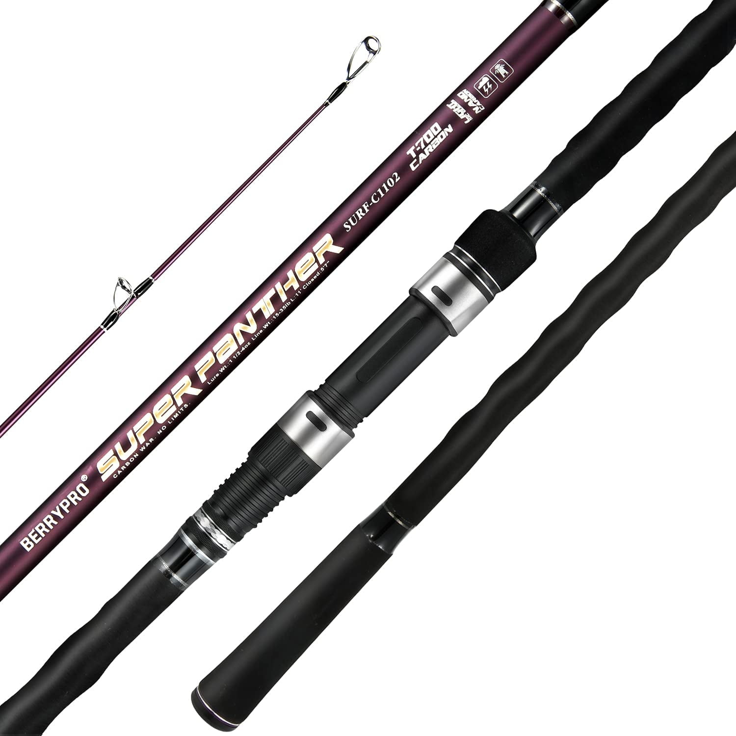 BERRYPRO Surf Spinning Rod Surf Casting Fishing Rod Carbon Fiber Travel Fishing Rod10'-Spinning-2pc
