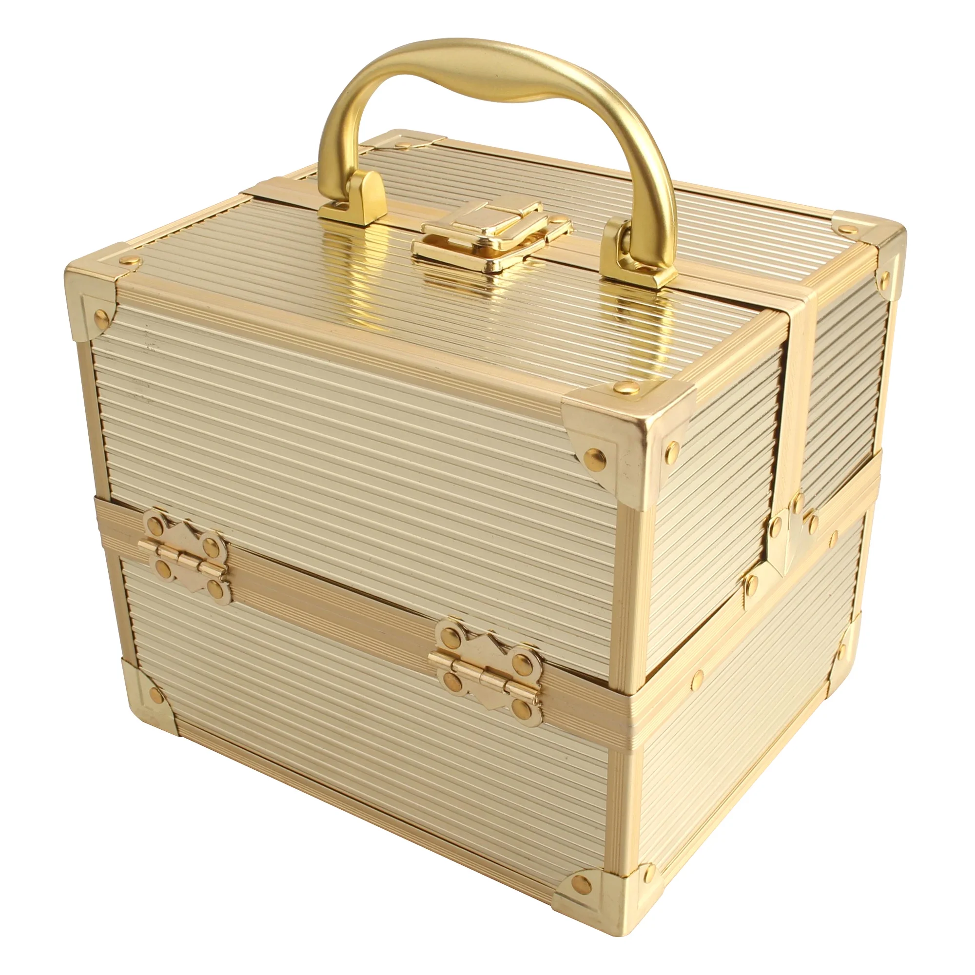 BOLLA Portable Makeup Train Case, Gold Panel