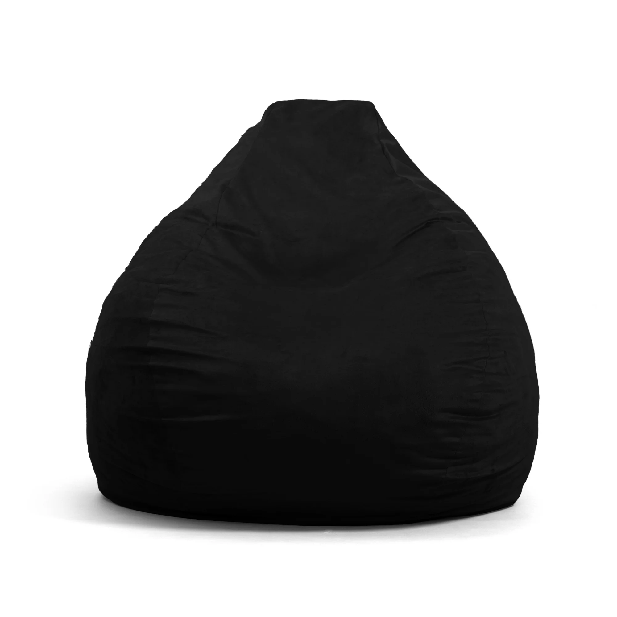 Big Joe Lotus Foam Filled Teardrop Bean Bag Chair with Removable Cover, Black Plush, Soft Polyester, 4 feet Big