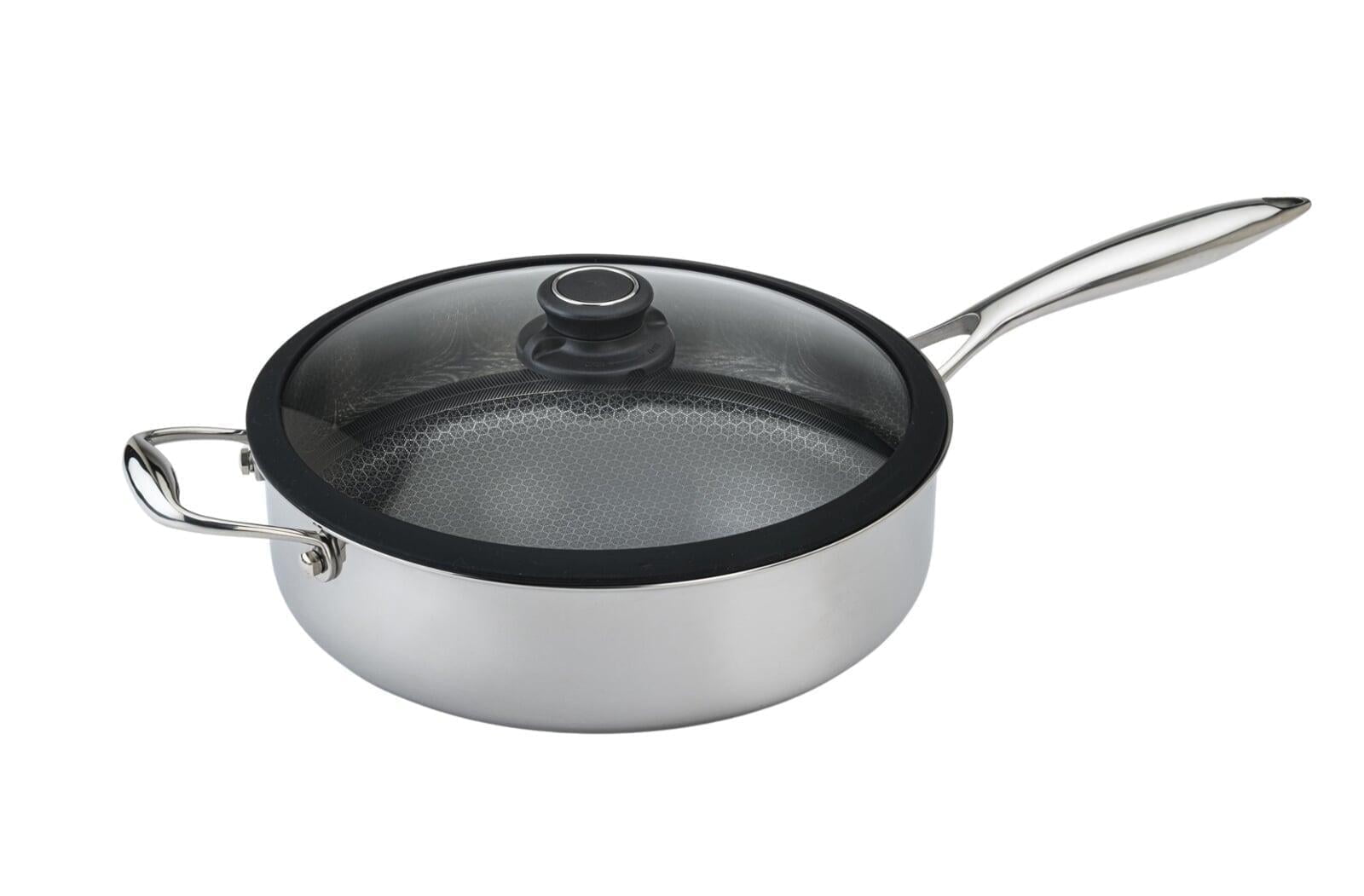 Black Cube by Frileing Hybrid Quick Release Stainless Steel 11" Saute Pan with Helper Handle and Lid