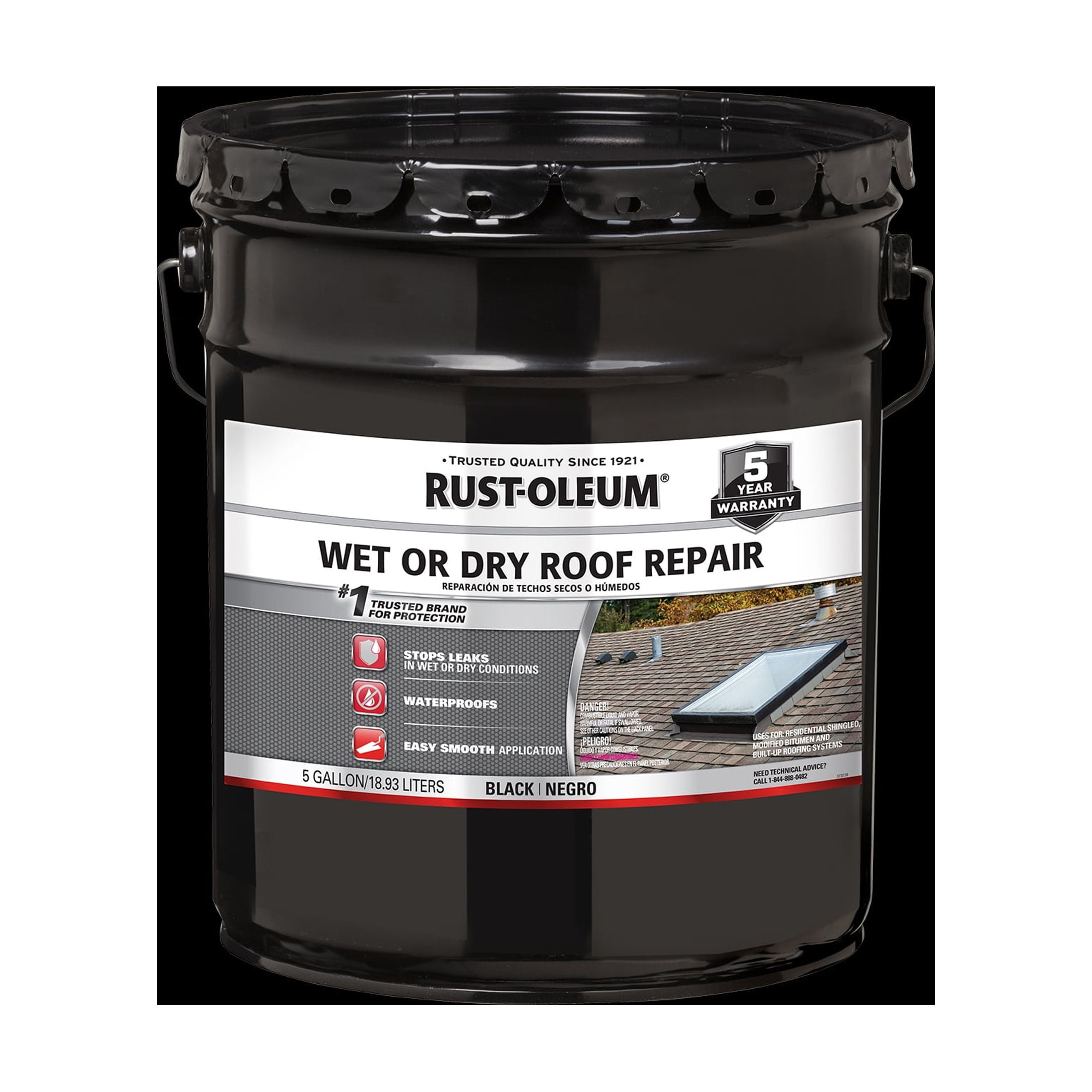 Black, Rust-Oleum Roofing Wet Or Dry Roof Repair Cement - 301990, 5 Gallon- 1 Pack