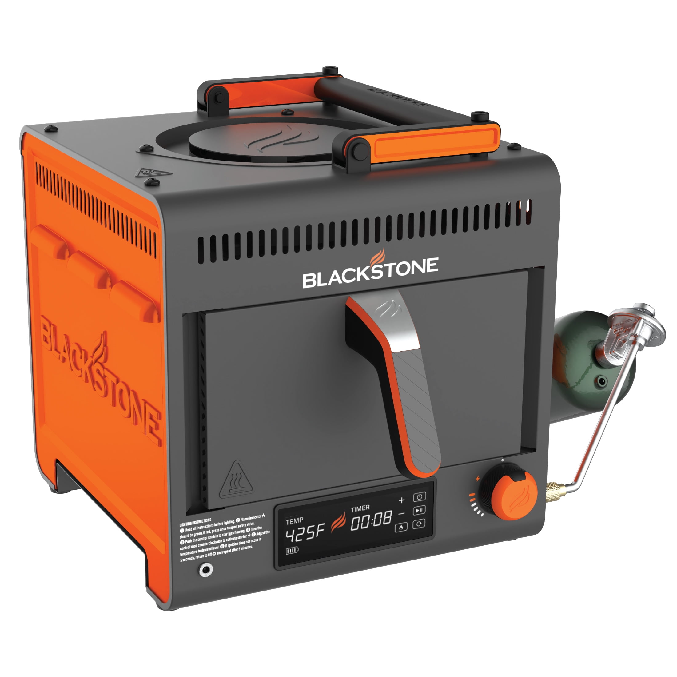 Blackstone Adventure Ready Portable Propane Air Fryer, 4 Quart, Gray & Orange, 18W, 3ft Cord