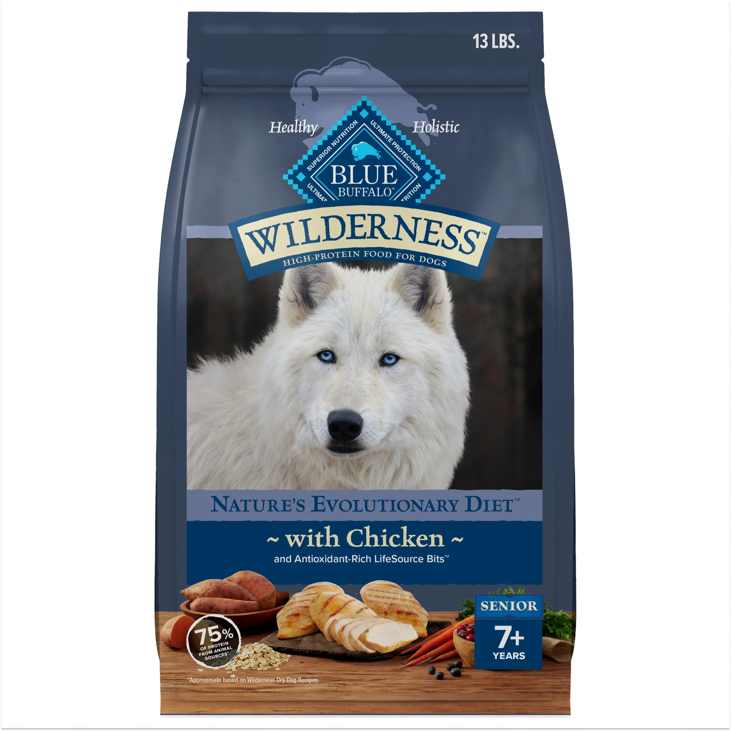 Blue Buffalo Wilderness High-Protein Natural Senior Dry Dog Food, Chicken Recipe, 13-lb.