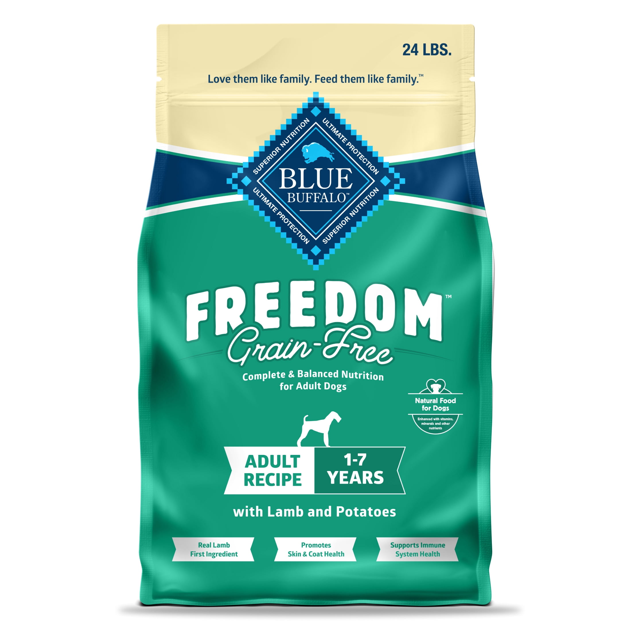 Blue Buffalo Freedom Grain-Free Adult Dry Dog Food, Lamb & Potatoes, 24-lb. Bag
