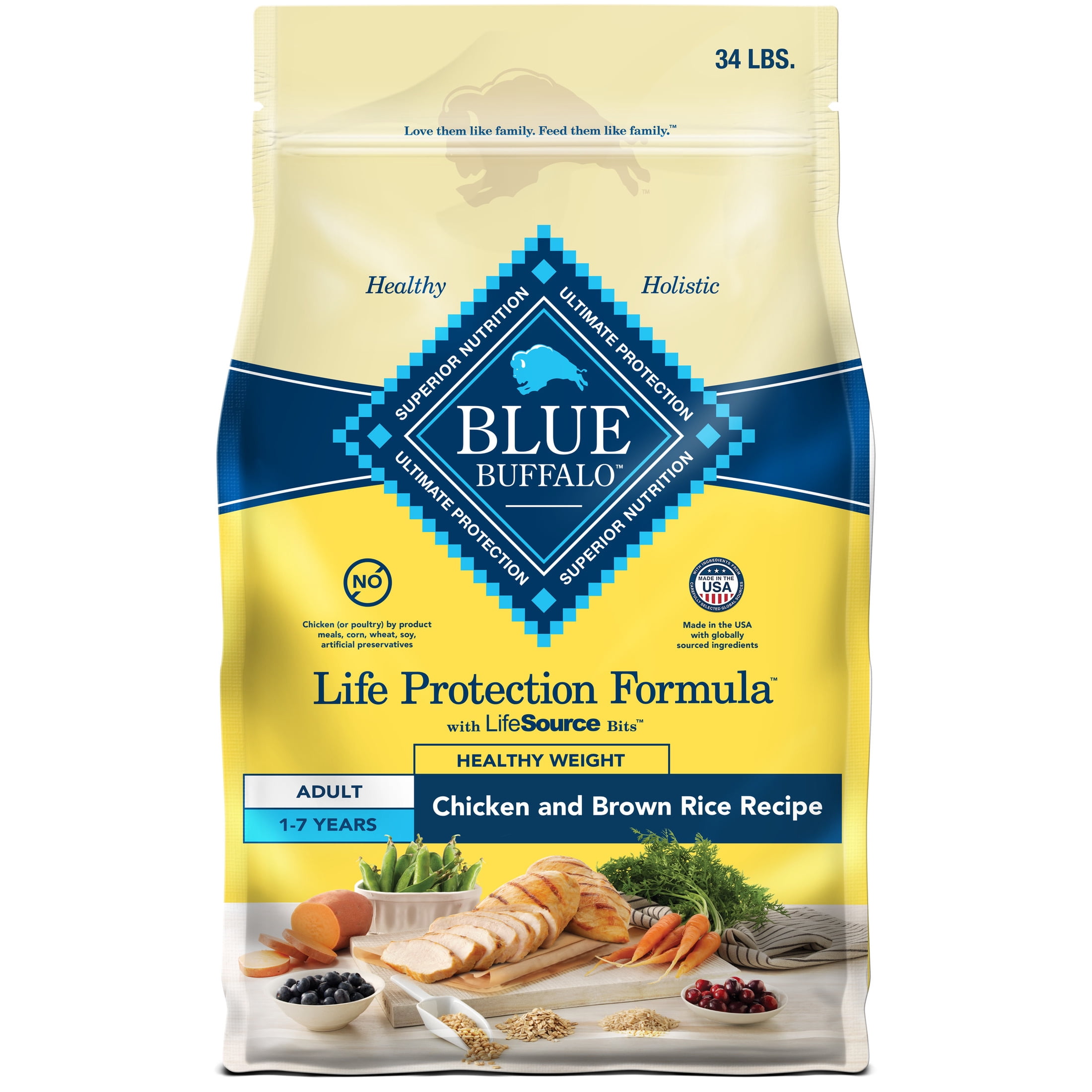 Blue Buffalo Life Protection Formula Healthy Weight Adult Dry Dog Food, Chicken, 34-lb Bag