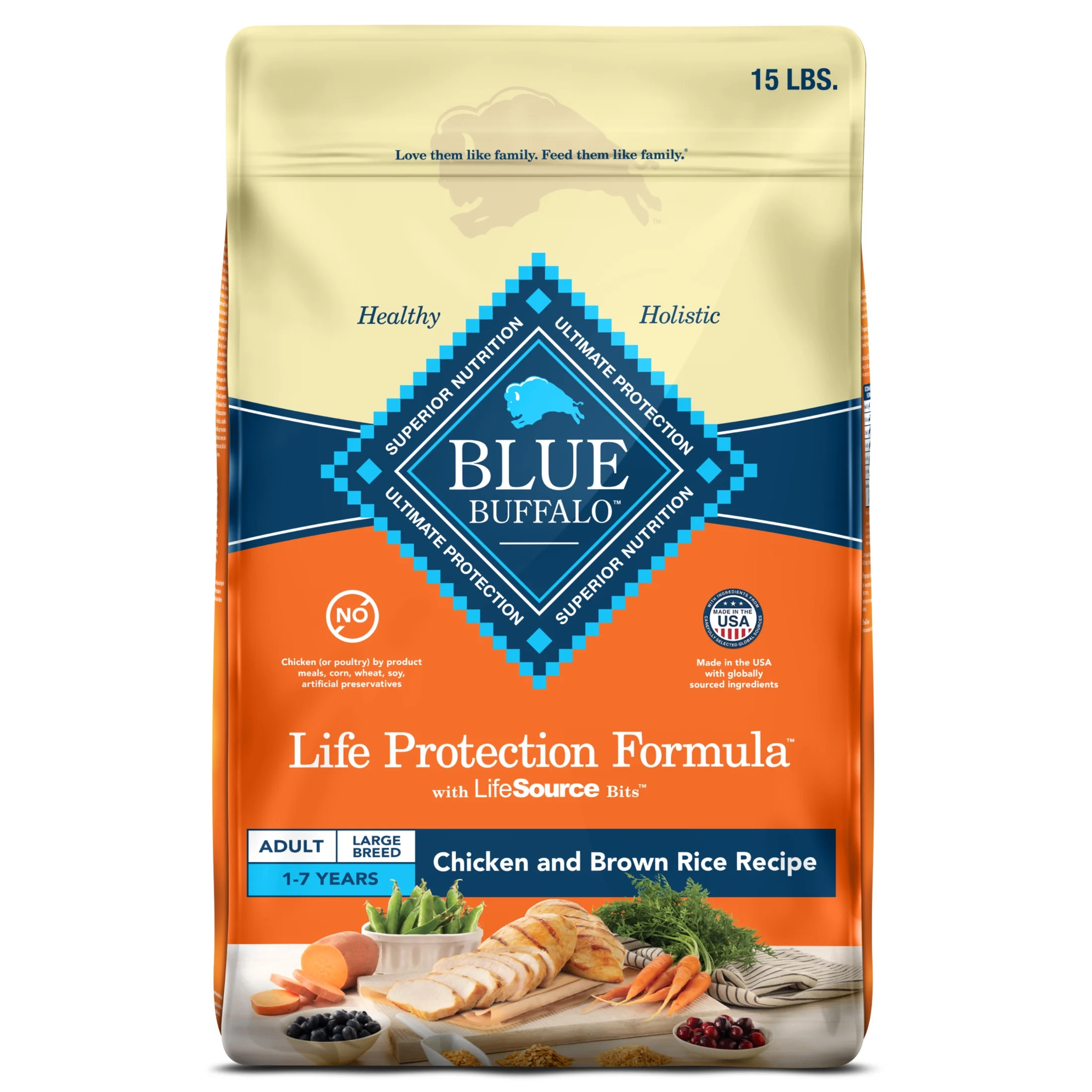 Blue Buffalo Life Protection Formula Large Breed Dry Dog Food, Chicken & Rice, 15-lb. Bag