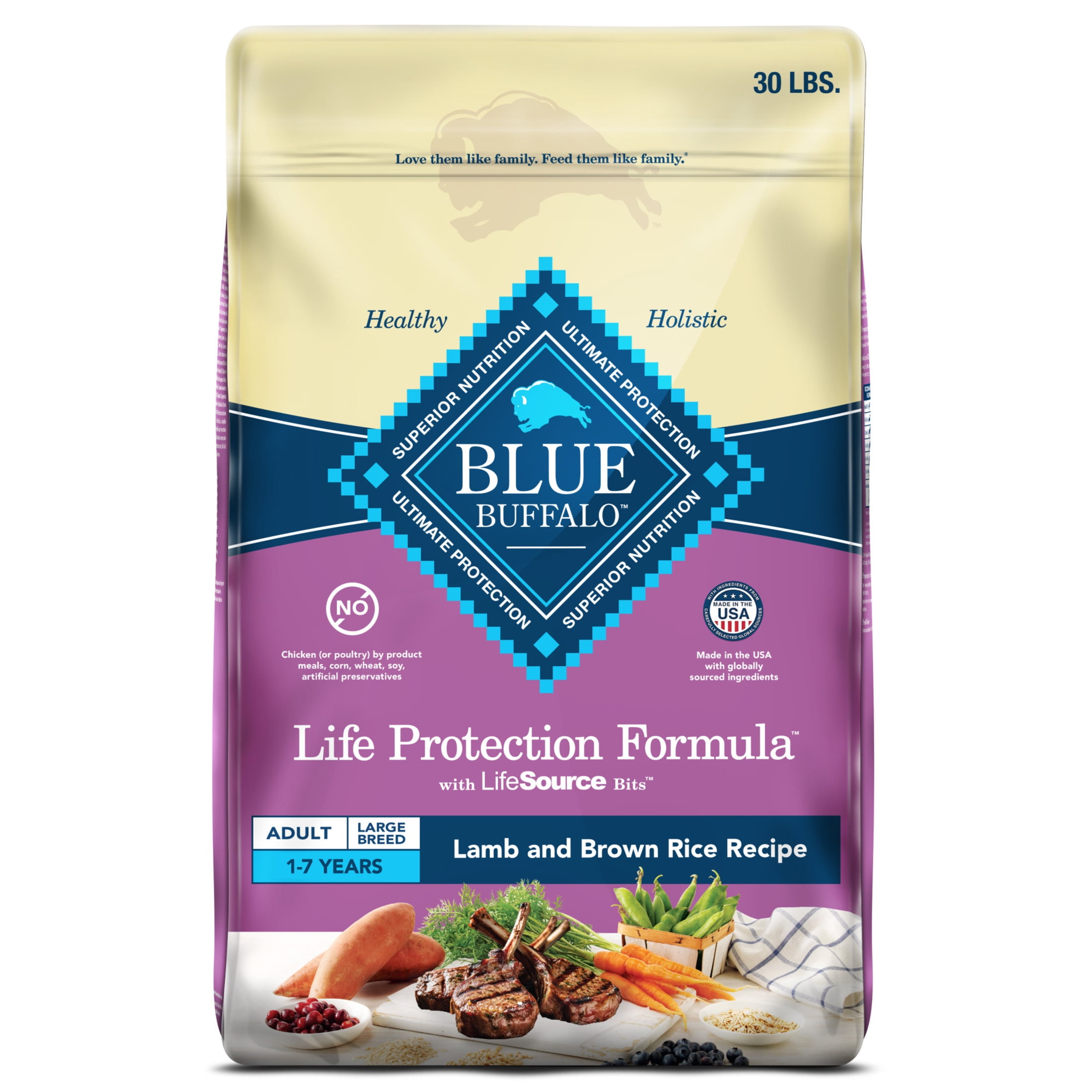 Blue Buffalo Life Protection Formula Large Breed Dry Dog Food, Lamb & Rice, 30-lb. Bag
