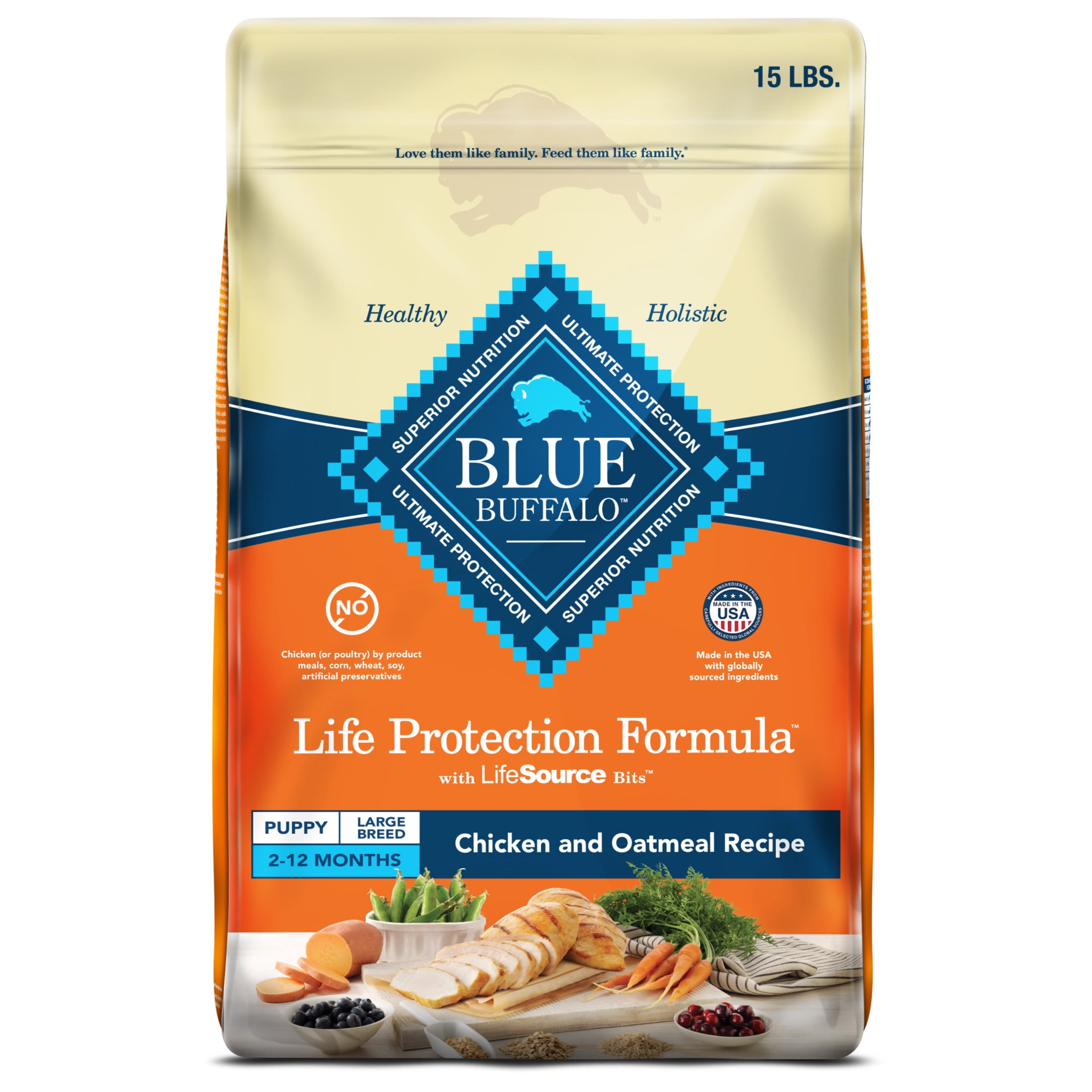 Blue Buffalo Life Protection Formula Large Breed Dry Puppy Food, Chicken & Rice, 15 lbs.