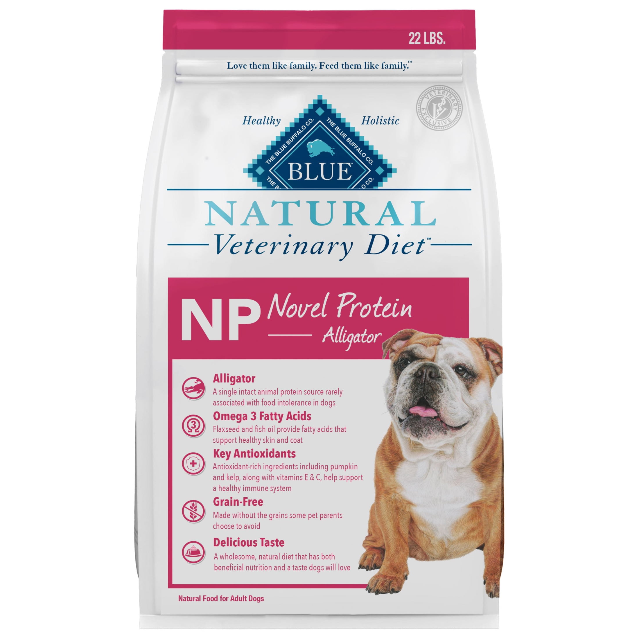 Blue Buffalo Natural Veterinary Diet NP Novel Protein Dry Dog Food, Alligator, 22-lb. Bag