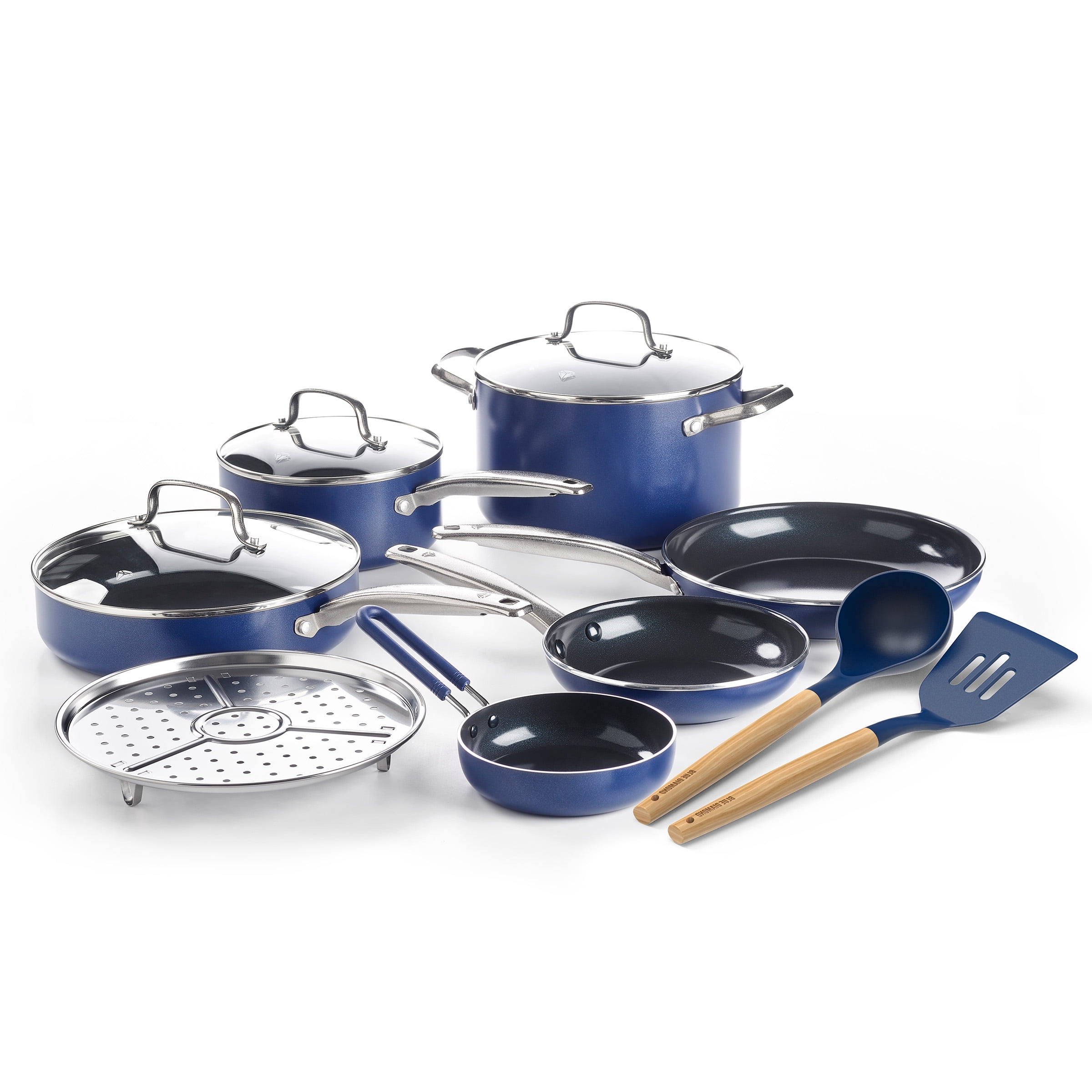 Blue Diamond 12-Piece Ceramic Nonstick Cookware Set – Toxin-Free, Dishwasher Safe, Oven Safe, Nonstick