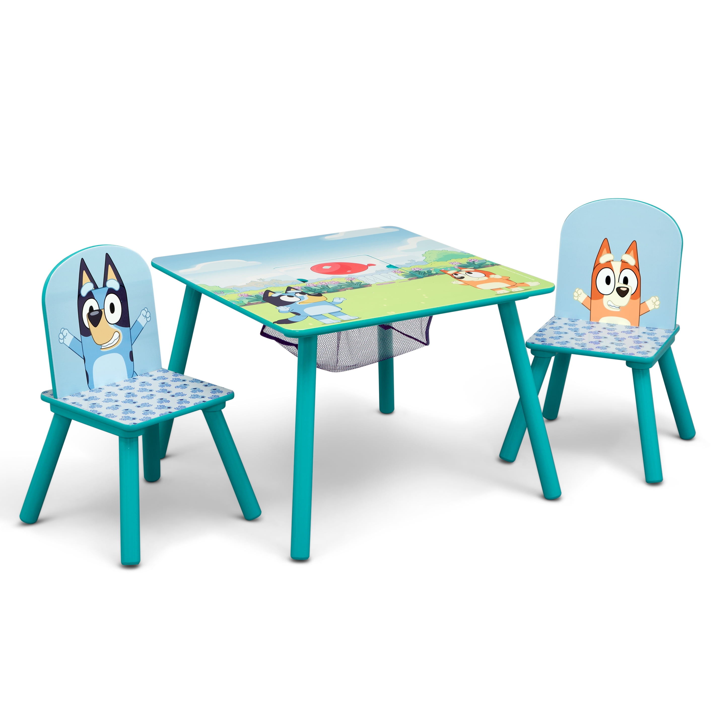 Bluey Table and Chair Set with Storage (2 Chairs Included) by Delta Children - Greenguard Gold Certified, Blue