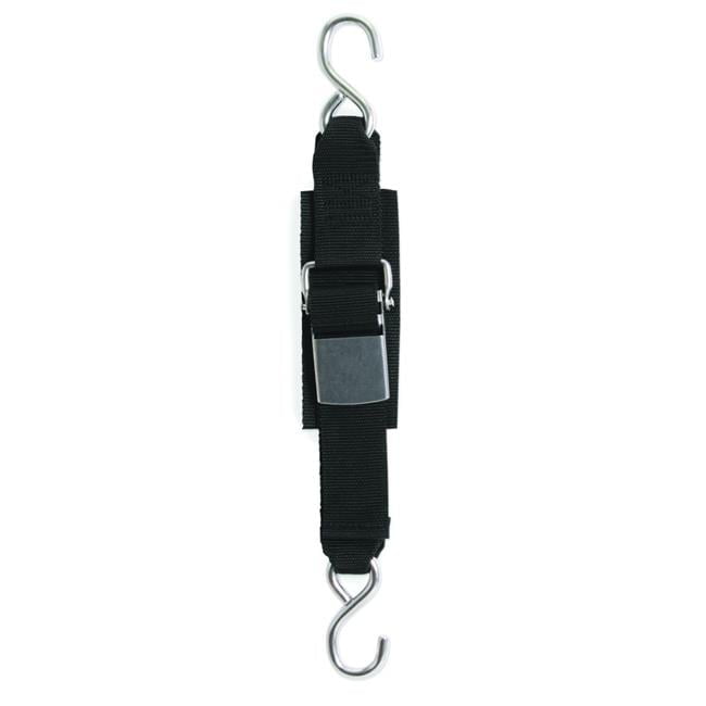 Boat Buckle F12065 2.0 in. x 2 ft. Stainless Steel Kwik Lok Transom Tie-Downs, Black - Set of 2