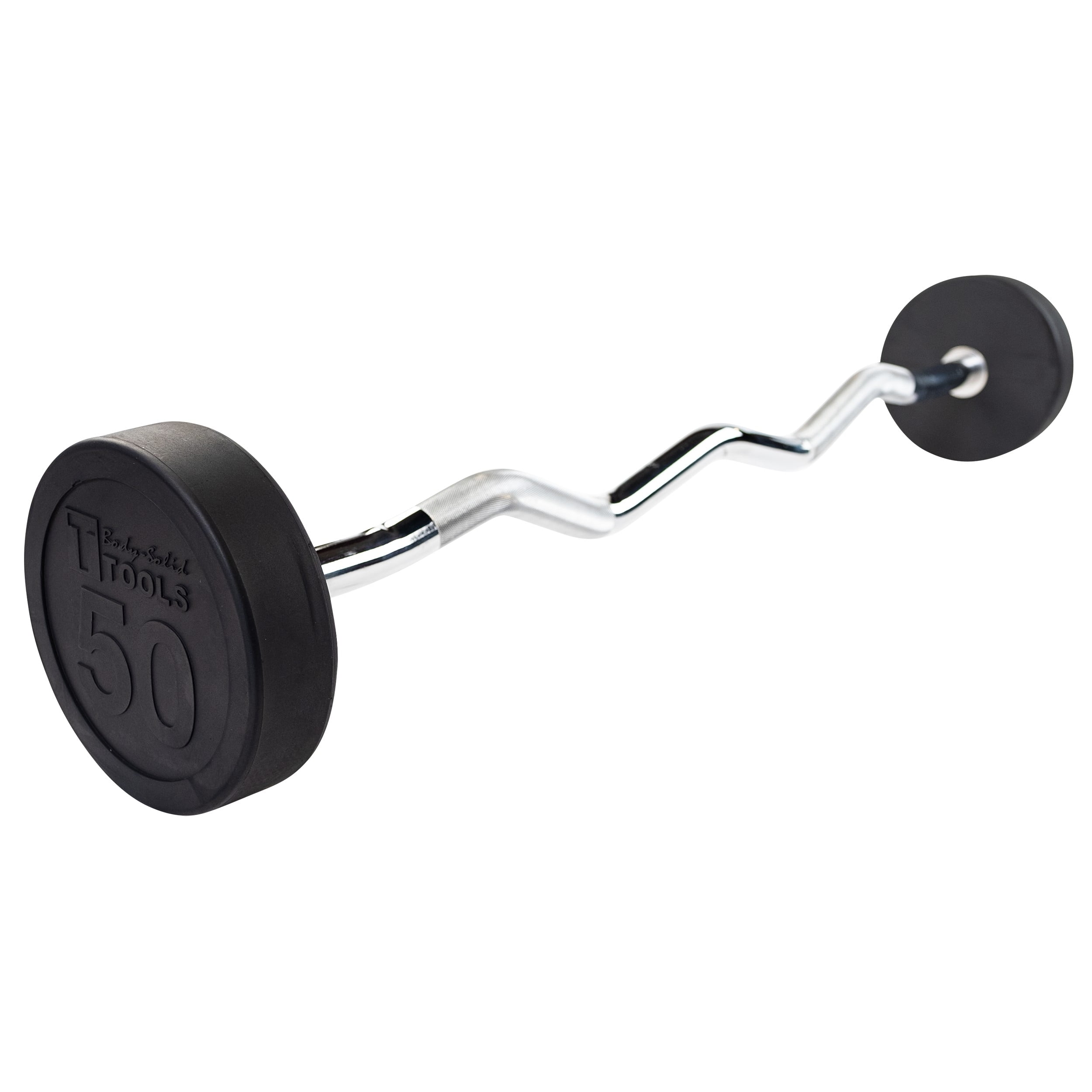 Body Solid Tools - SBZ50 Rubber Coated Fixed Curl Barbell, 50lb