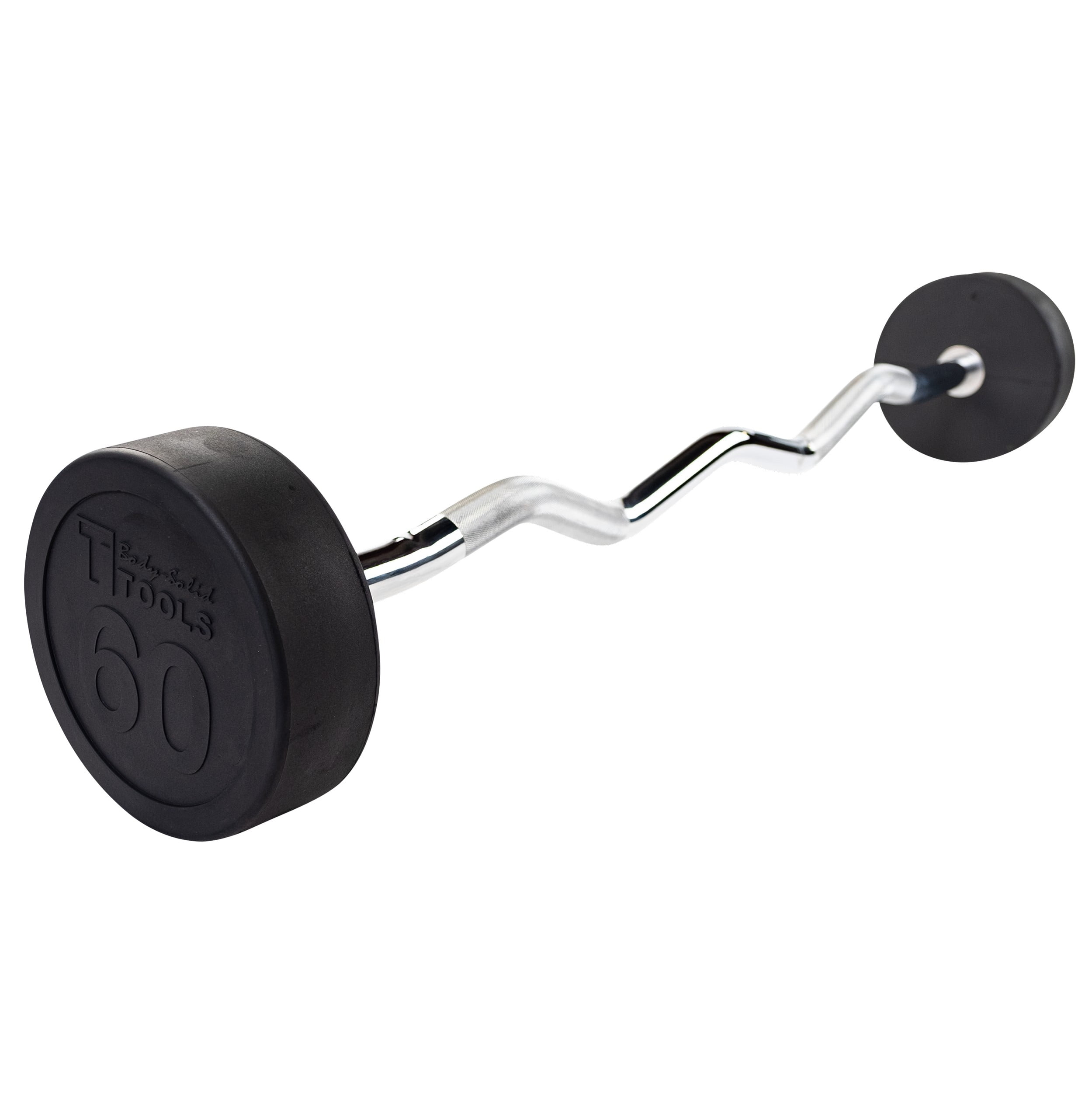 Body Solid Tools - SBZ60 Rubber Coated Fixed Curl Barbell, 60lb