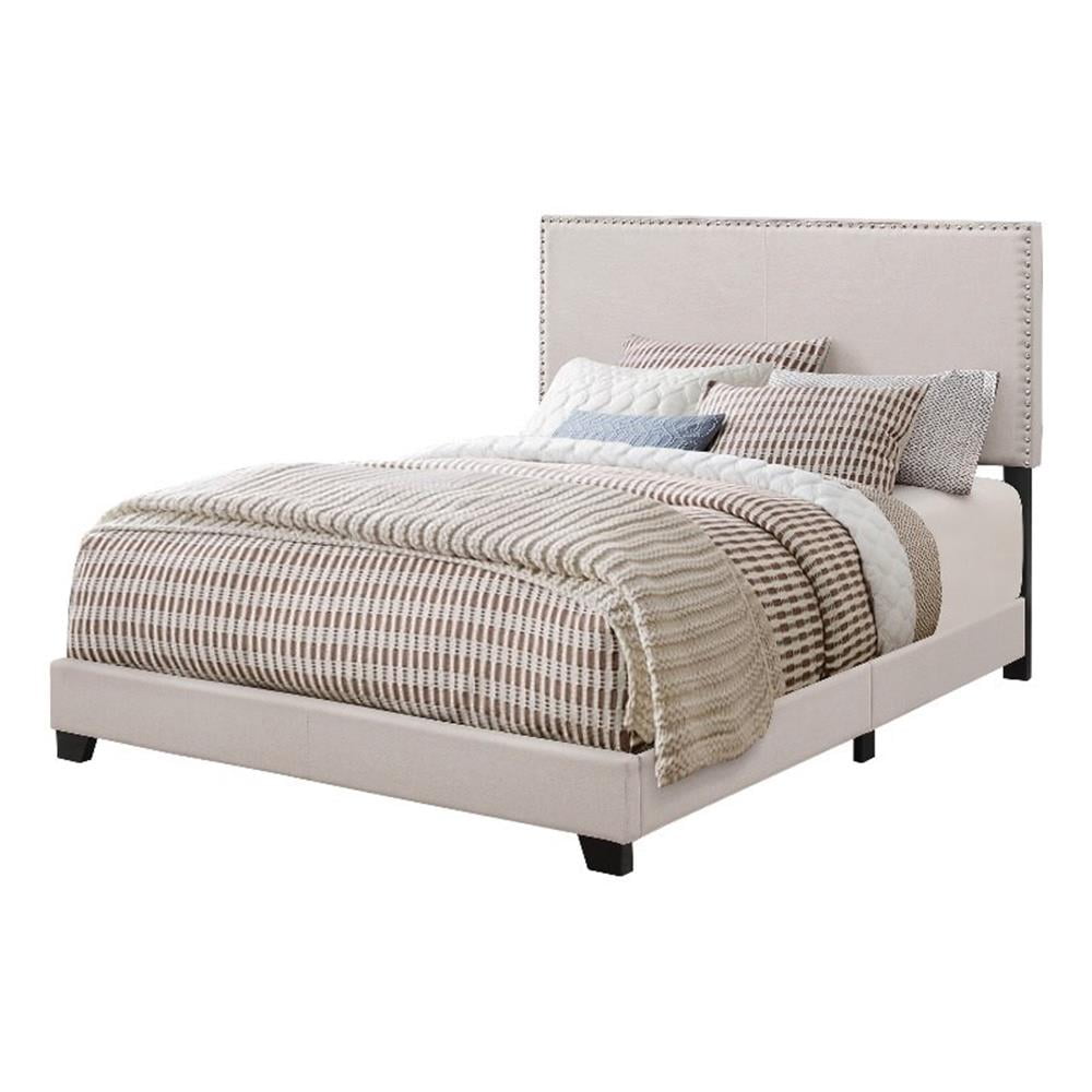 Boyd Queen Upholstered Bed with Nailhead Trim Ivory