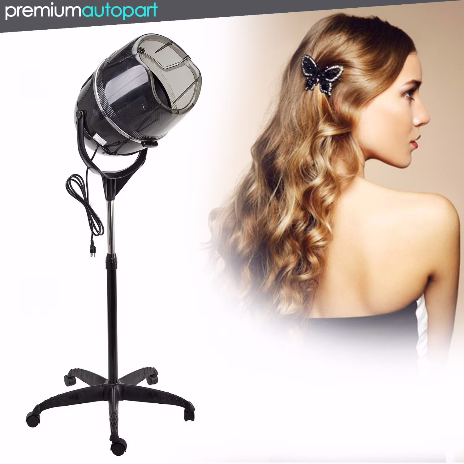 Bonnet Stand Up Hair Dryer Hood Timer Salon Styling Black New