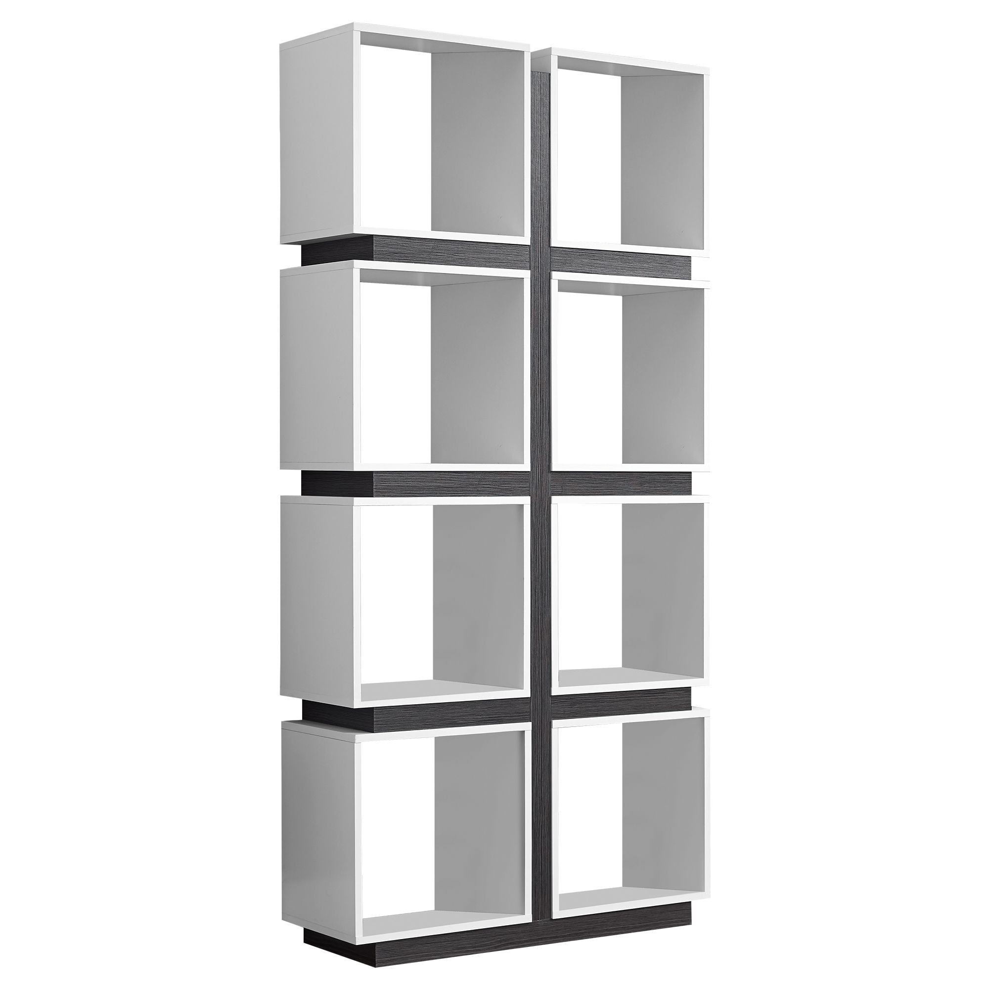 Contemporary Home Living 71.25" White and Gray Contemporary with 8 Shelves Rectangular Bookcase