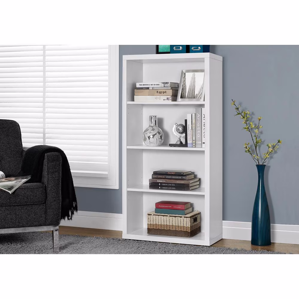 Bookshelf Bookcase Etagere 5 Tier 48"H Office Bedroom Laminate White