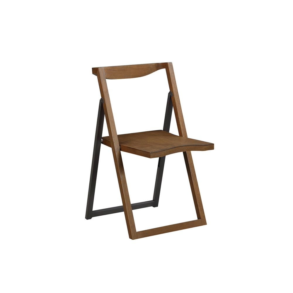 Boraam Sydney Adult Folding Chairs, Chestnut Wire-Brush, Set of 2
