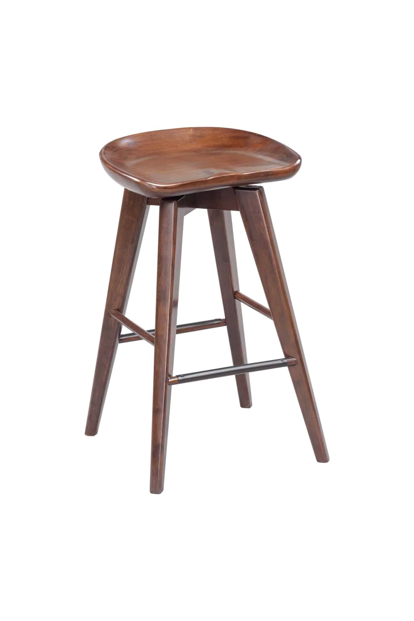 Boraam Bali Backless Swivel Rubberwood Counter Stool in Cappuccino Finish