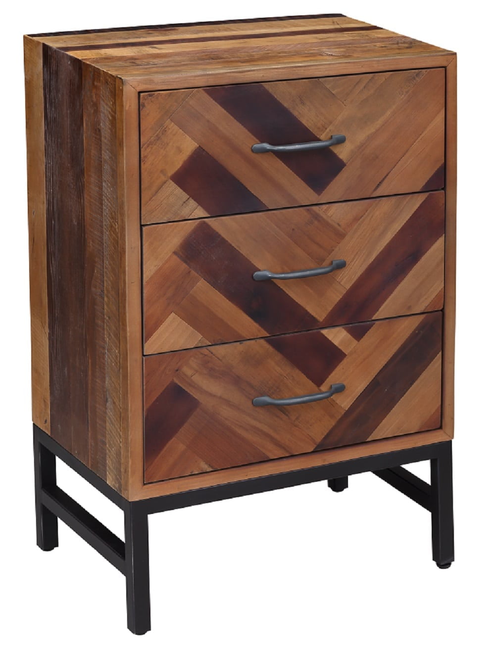 Boraam Benton Oak Wood 3 Drawer Nightstand with Natural Oak Finish