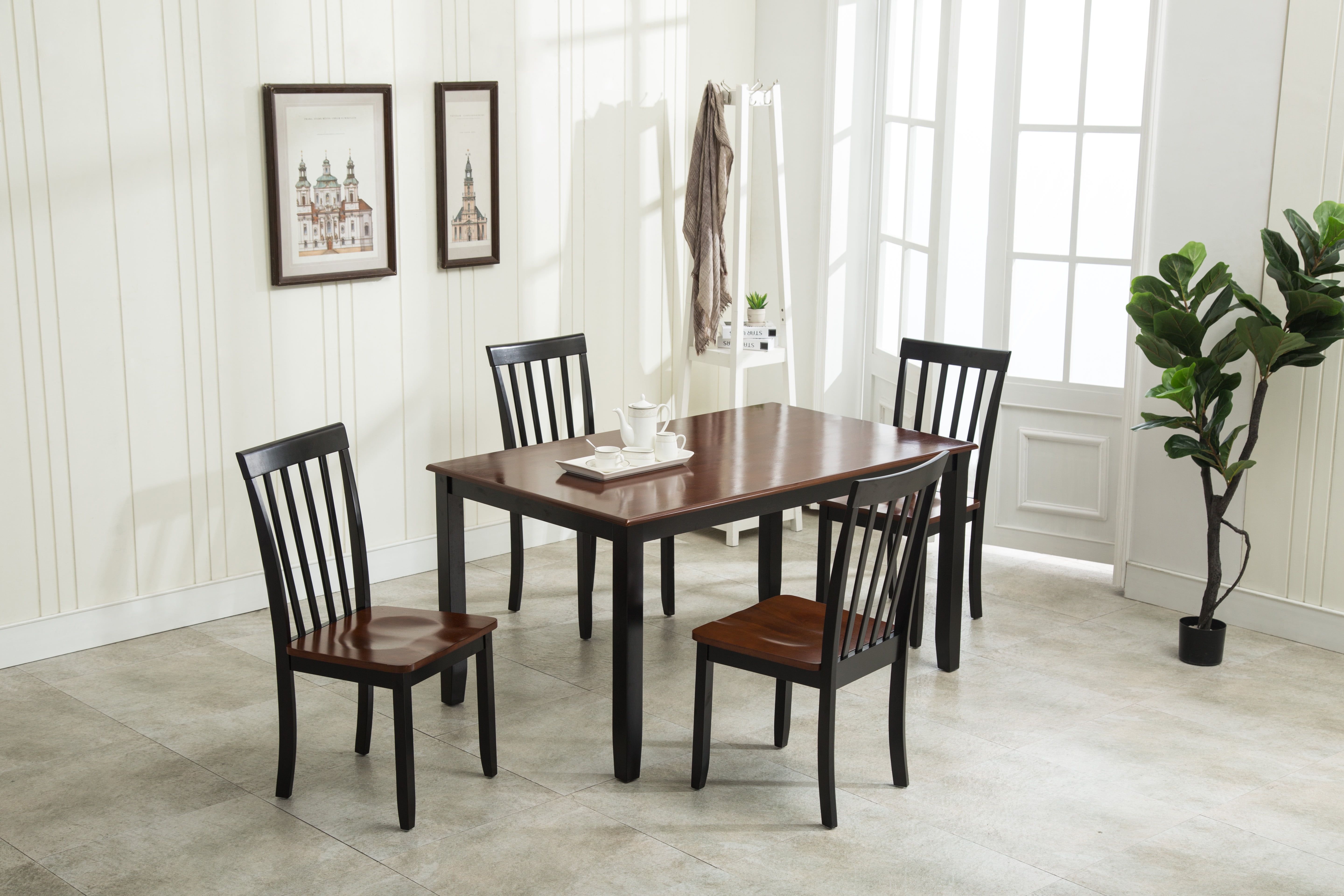 Boraam Bloomington 5-Piece Dining Set - Black/Cherry Finish