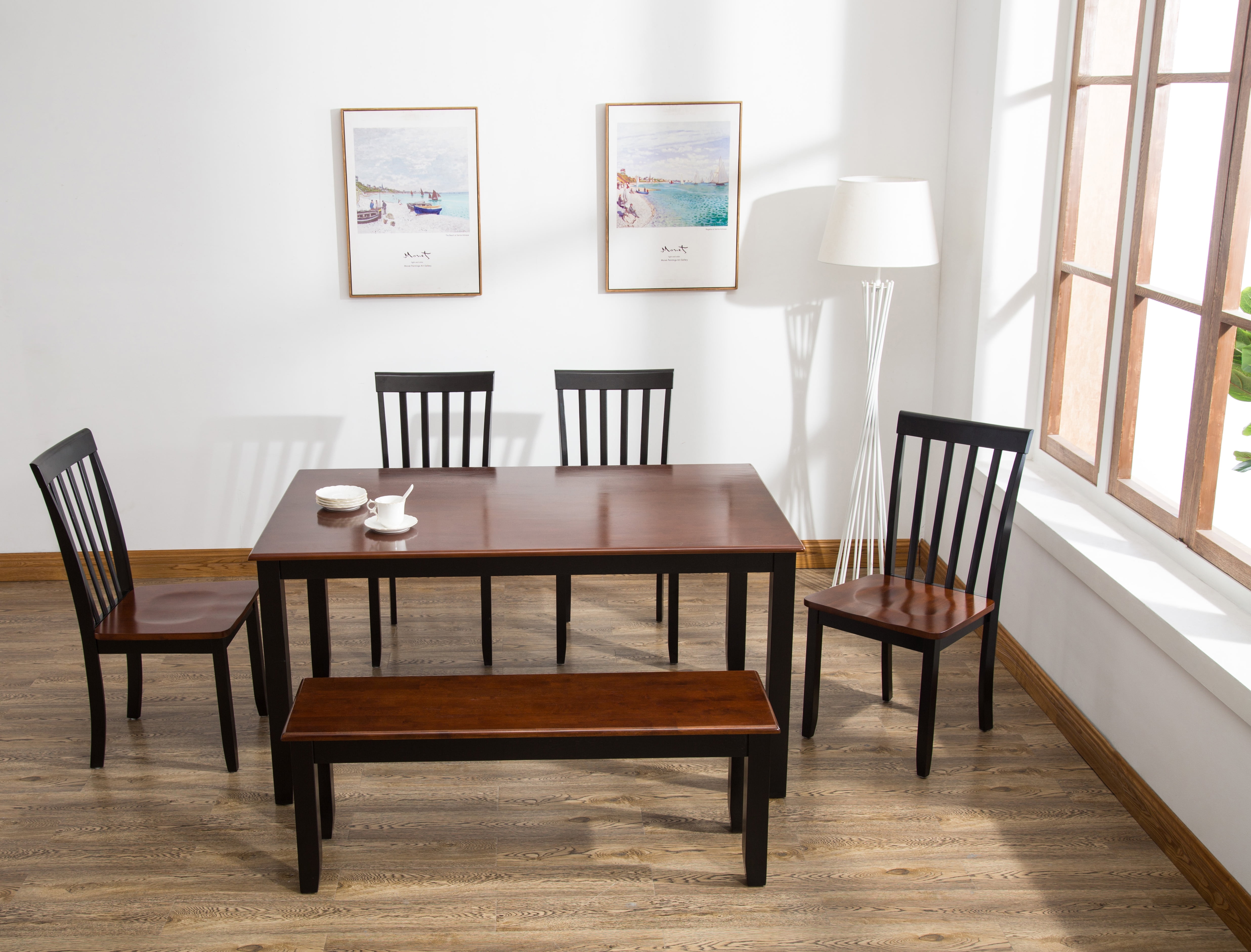 Boraam Bloomington 6 Piece Indoor Dining Set, Black Cherry