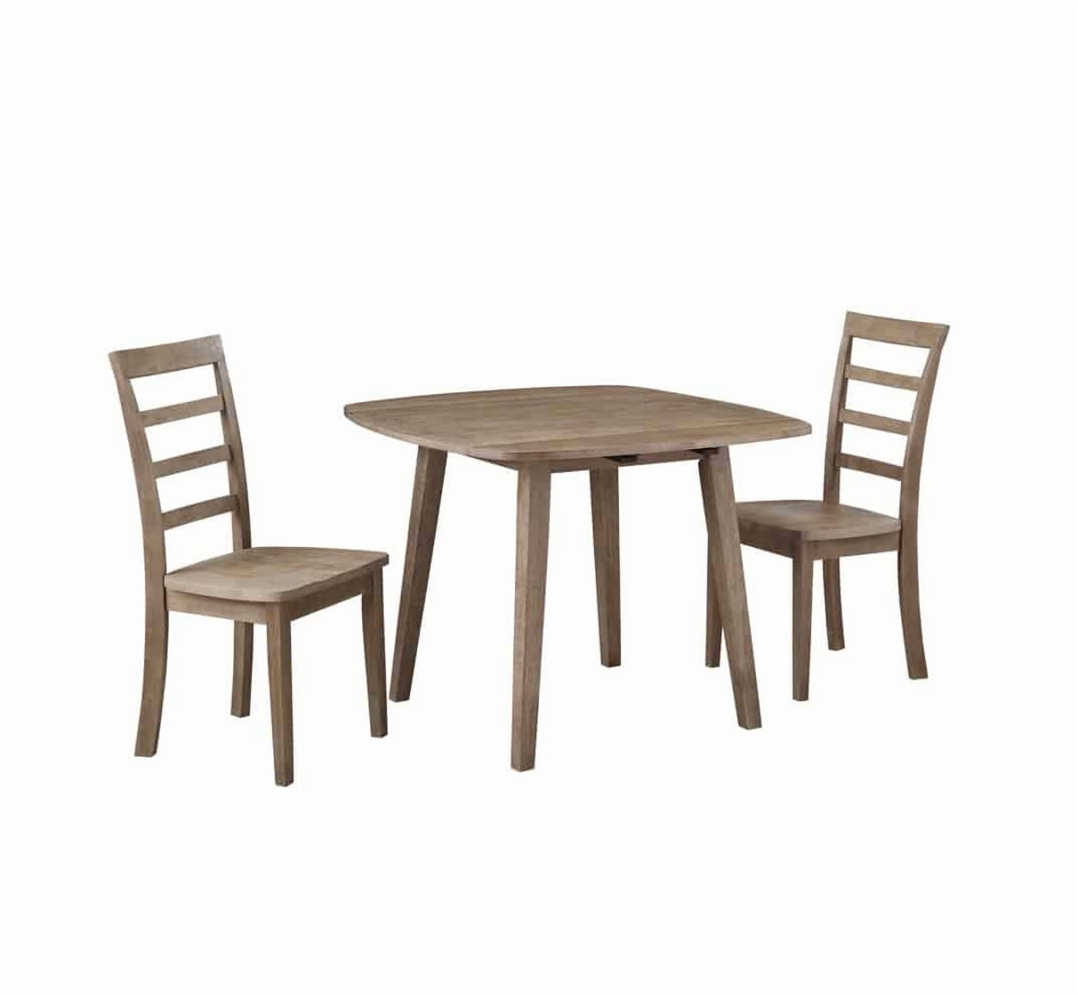 Boraam Boulder 3-Piece Wood Dining Set in Barnwood Wire-Brush Finish