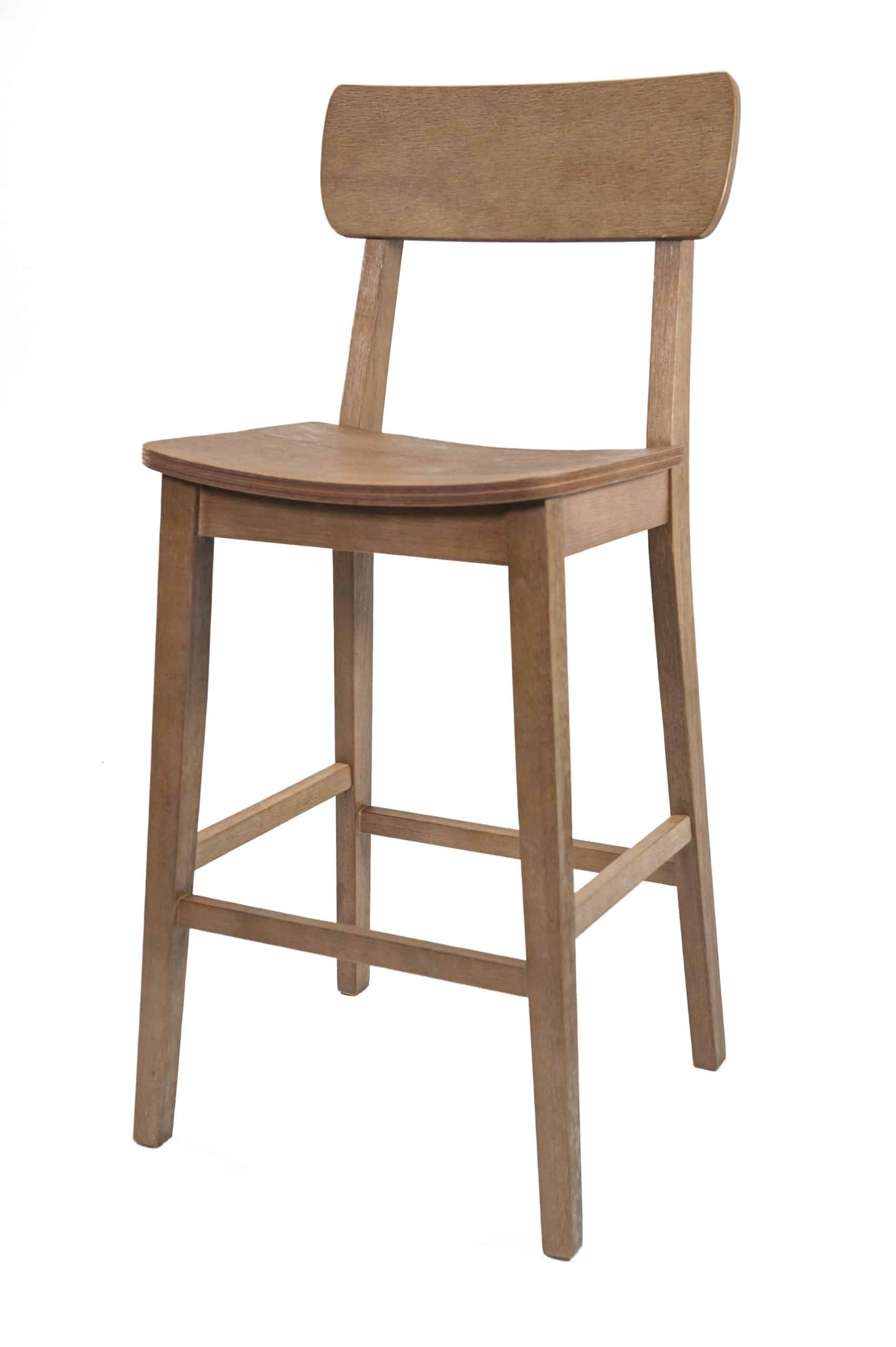 Boraam Torino Bar Height High Back Wood Kitchen Bar Stool, Barnwood Wire-Brush Finish