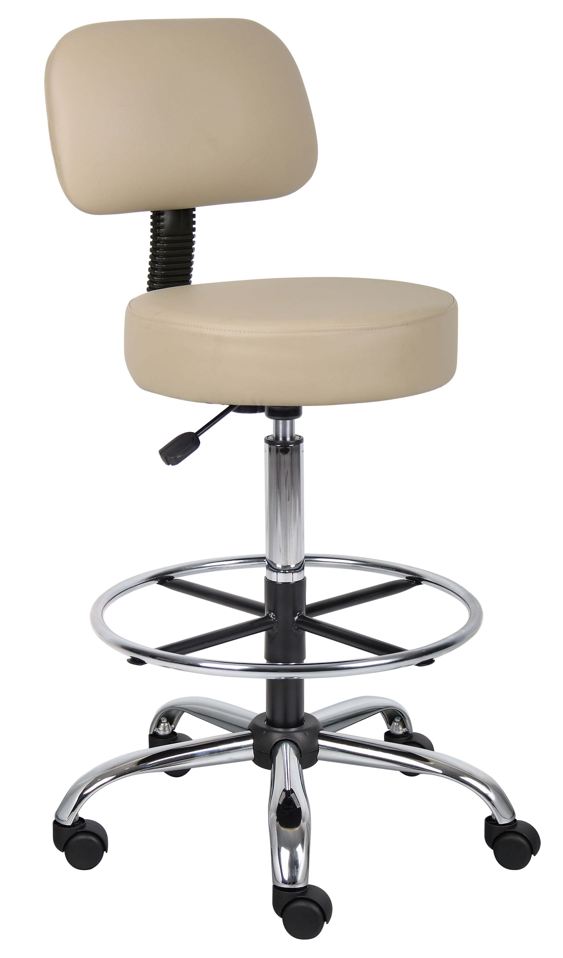 Boss Office Products Antimicrobial Vinyl Midback Medical/Drafting Stool, Beige