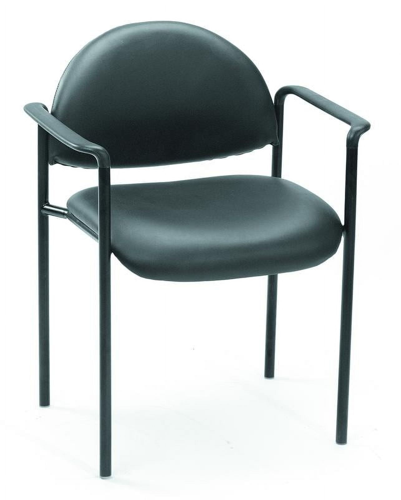 Boss Office Products Diamond Steel Office Caressoft Vinyl Stacking Chair with Arms, Black